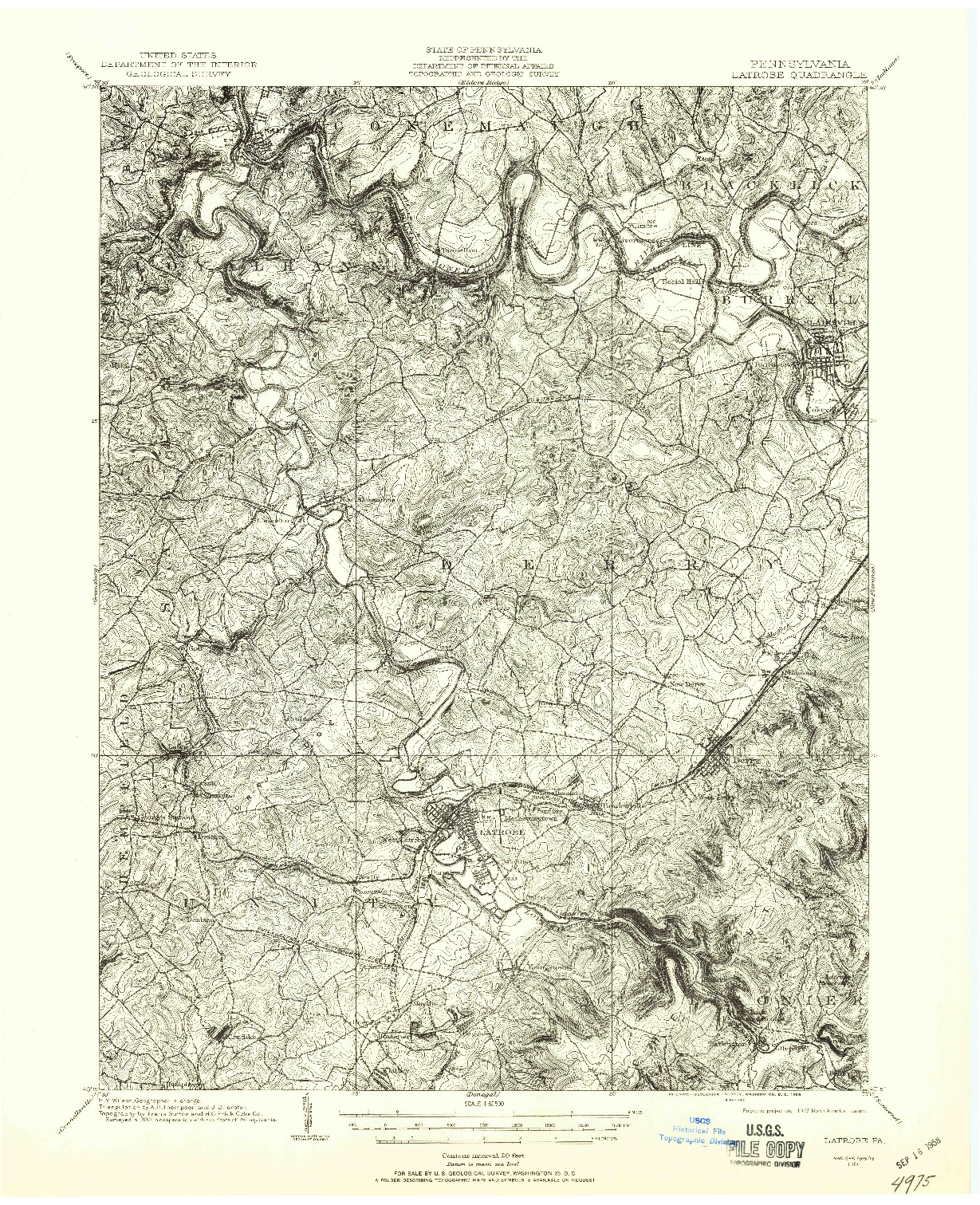 USGS 1:62500-SCALE QUADRANGLE FOR LATROBE, PA 1900
