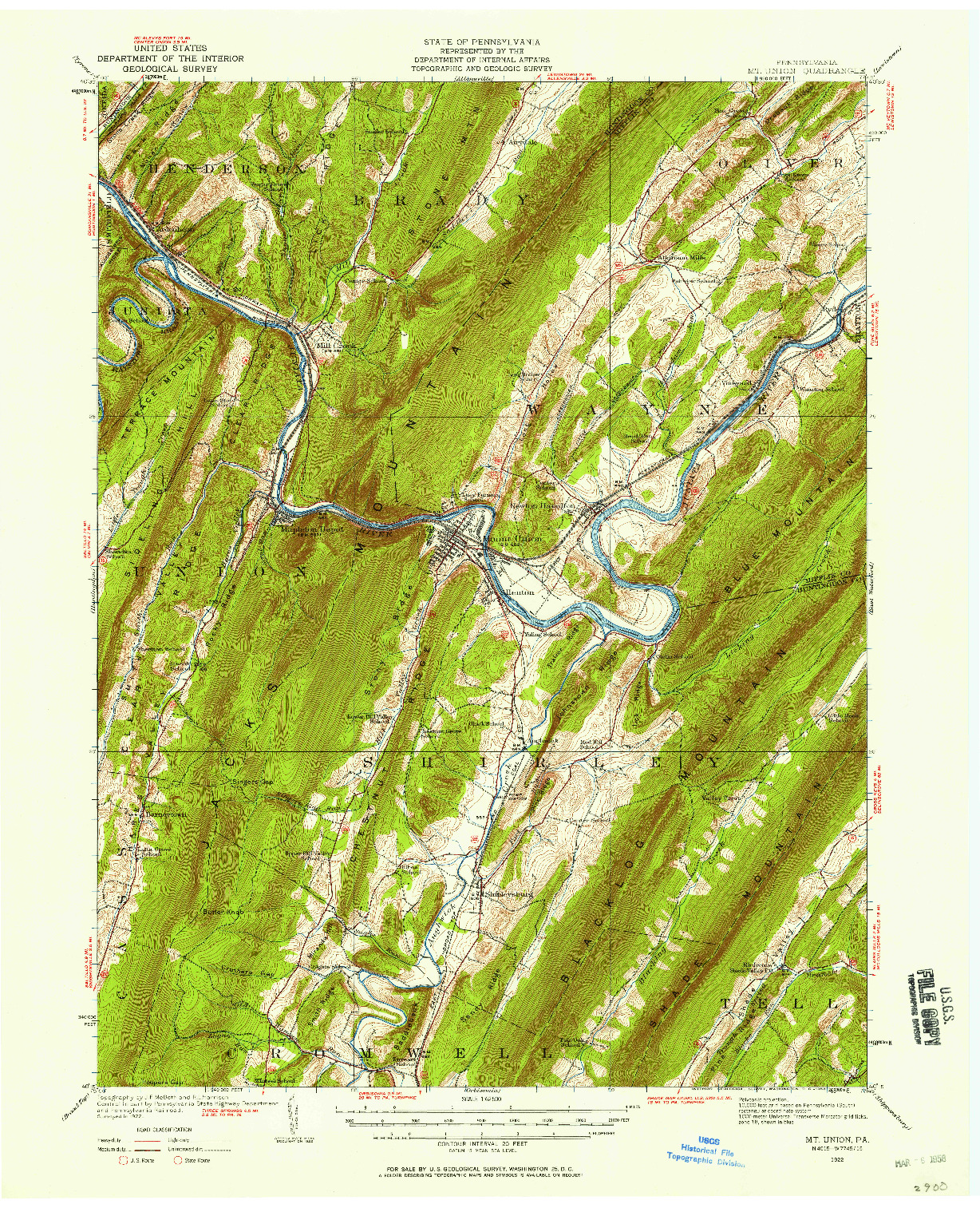 USGS 1:62500-SCALE QUADRANGLE FOR MT. UNION, PA 1922