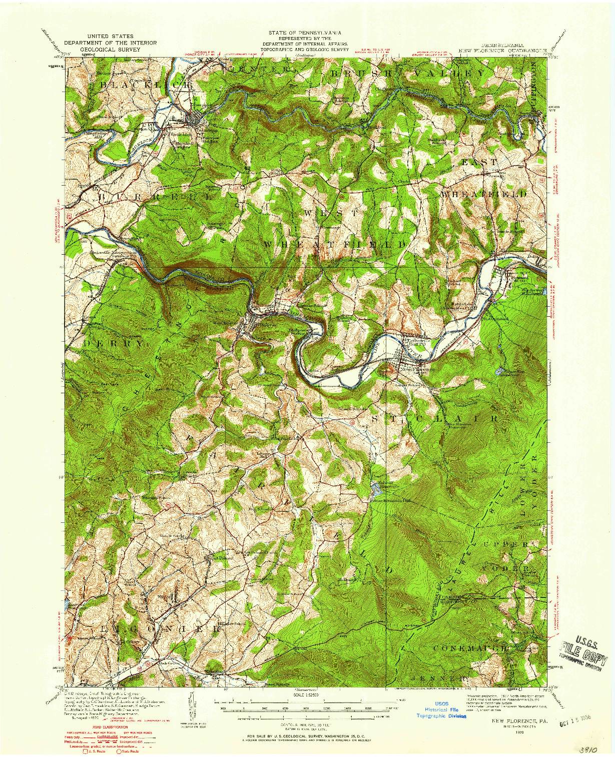 USGS 1:62500-SCALE QUADRANGLE FOR NEW FLORENCE, PA 1920