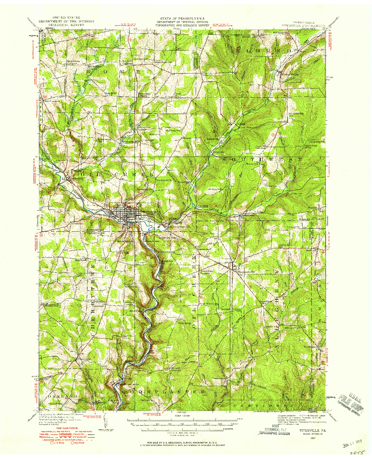 USGS 1:62500-SCALE QUADRANGLE FOR TITUSVILLE, PA 1927