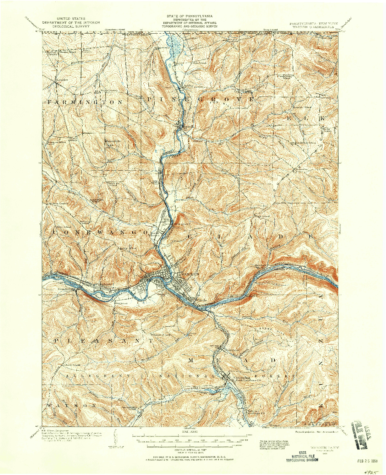 USGS 1:62500-SCALE QUADRANGLE FOR WARREN, PA 1906