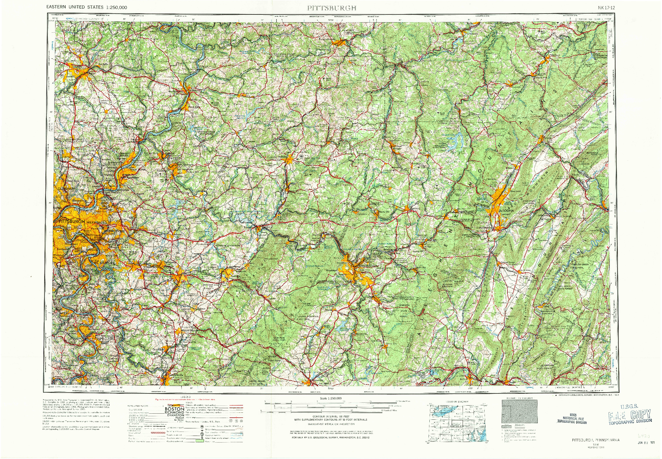 USGS 1:250000-SCALE QUADRANGLE FOR PITTSBURGH, PA 1958