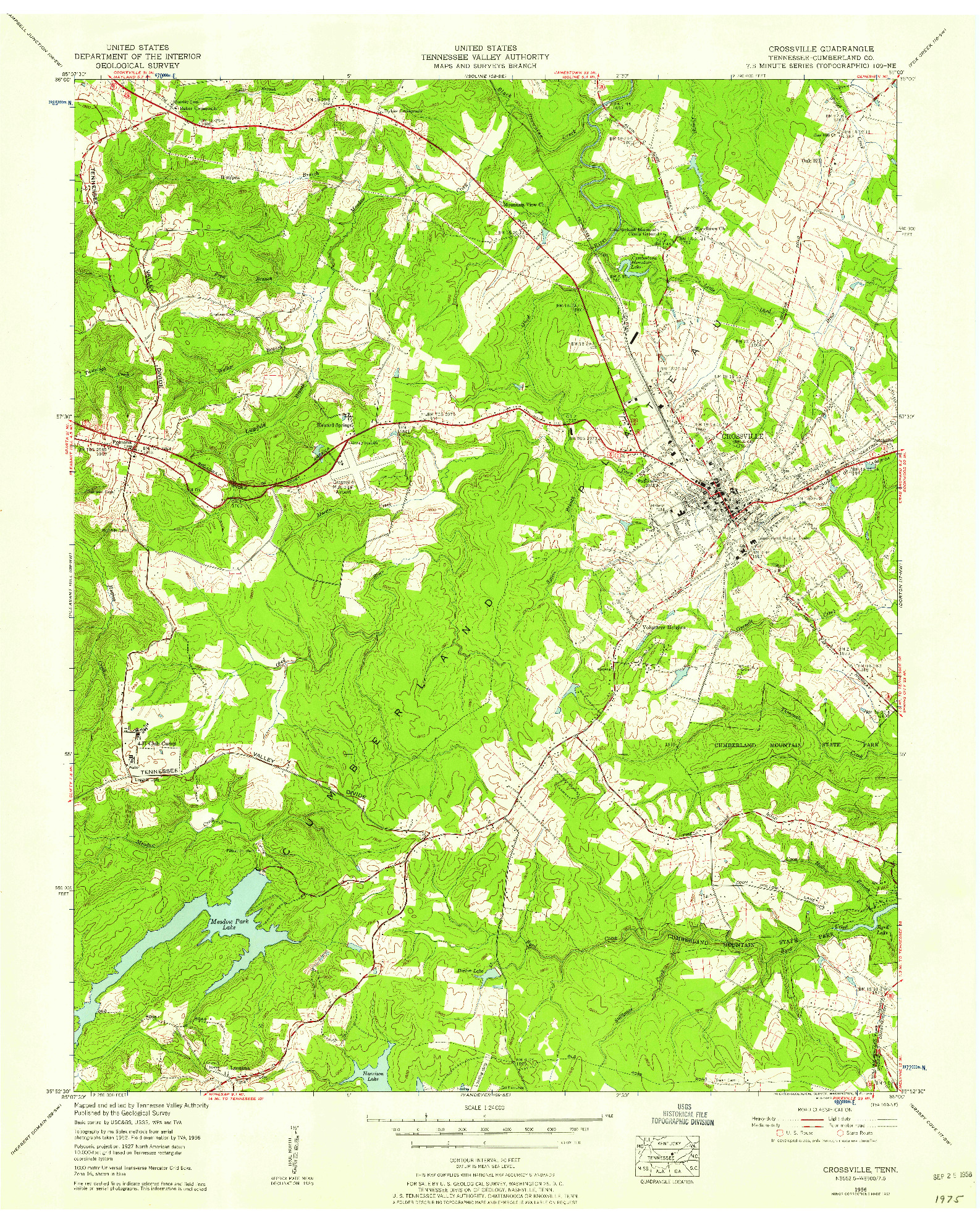 USGS 1:24000-SCALE QUADRANGLE FOR CROSSVILLE, TN 1956