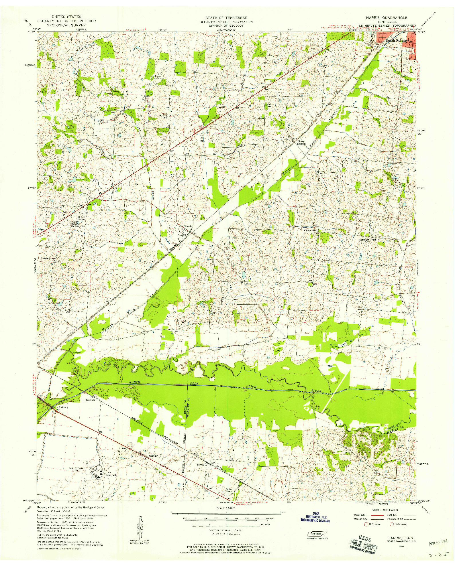 USGS 1:24000-SCALE QUADRANGLE FOR HARRIS, TN 1956