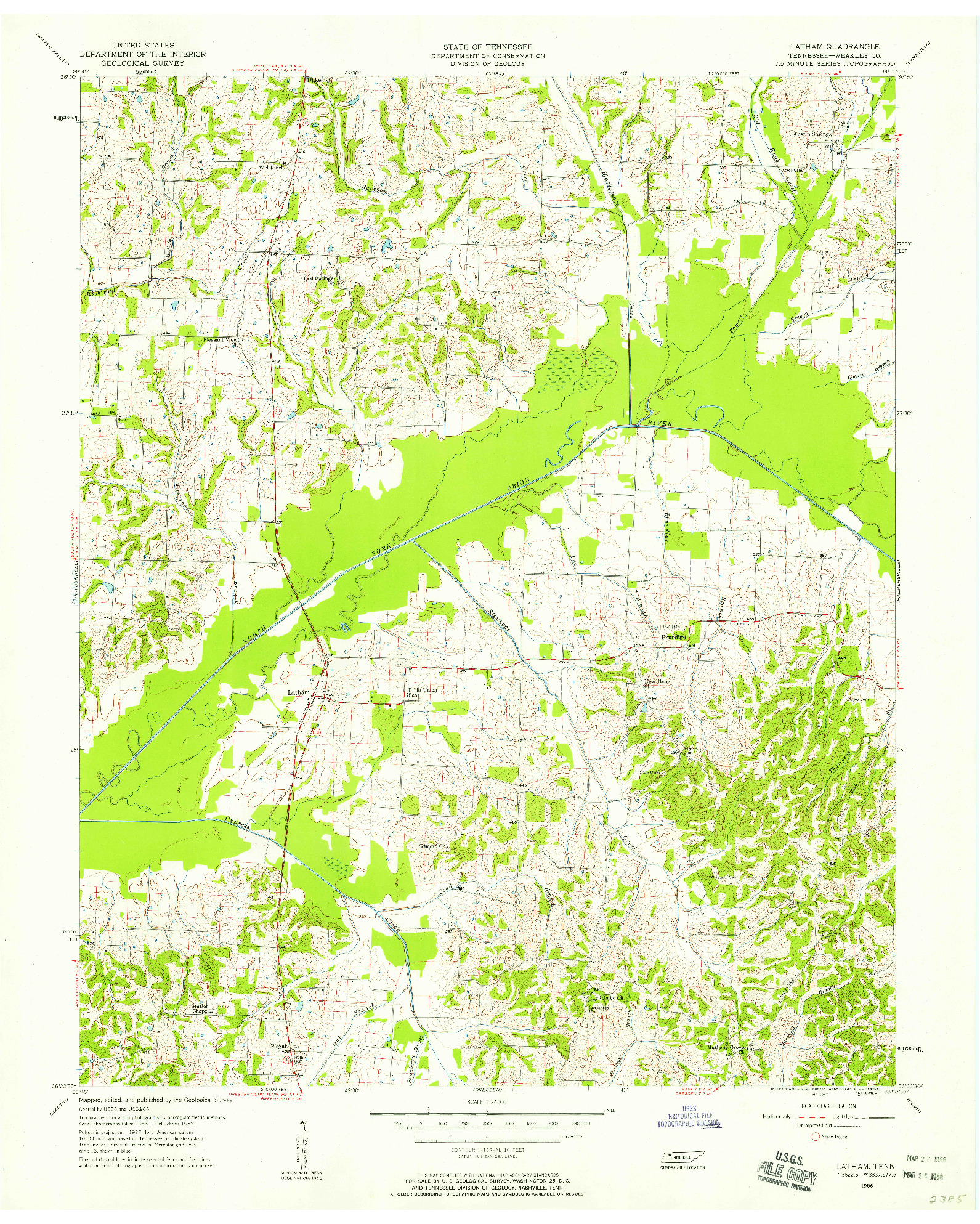 USGS 1:24000-SCALE QUADRANGLE FOR LATHAM, TN 1956