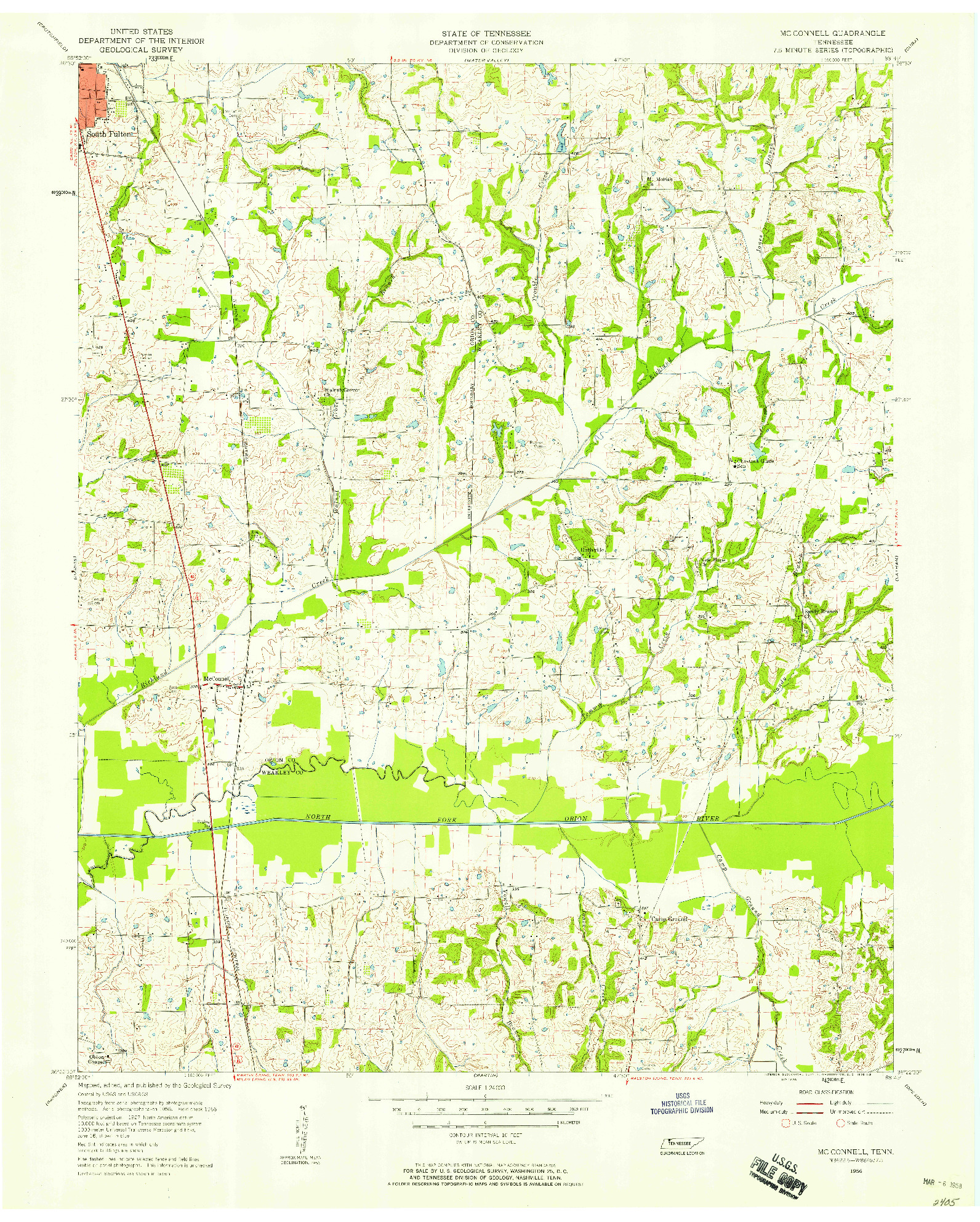 USGS 1:24000-SCALE QUADRANGLE FOR MC CONNELL, TN 1956