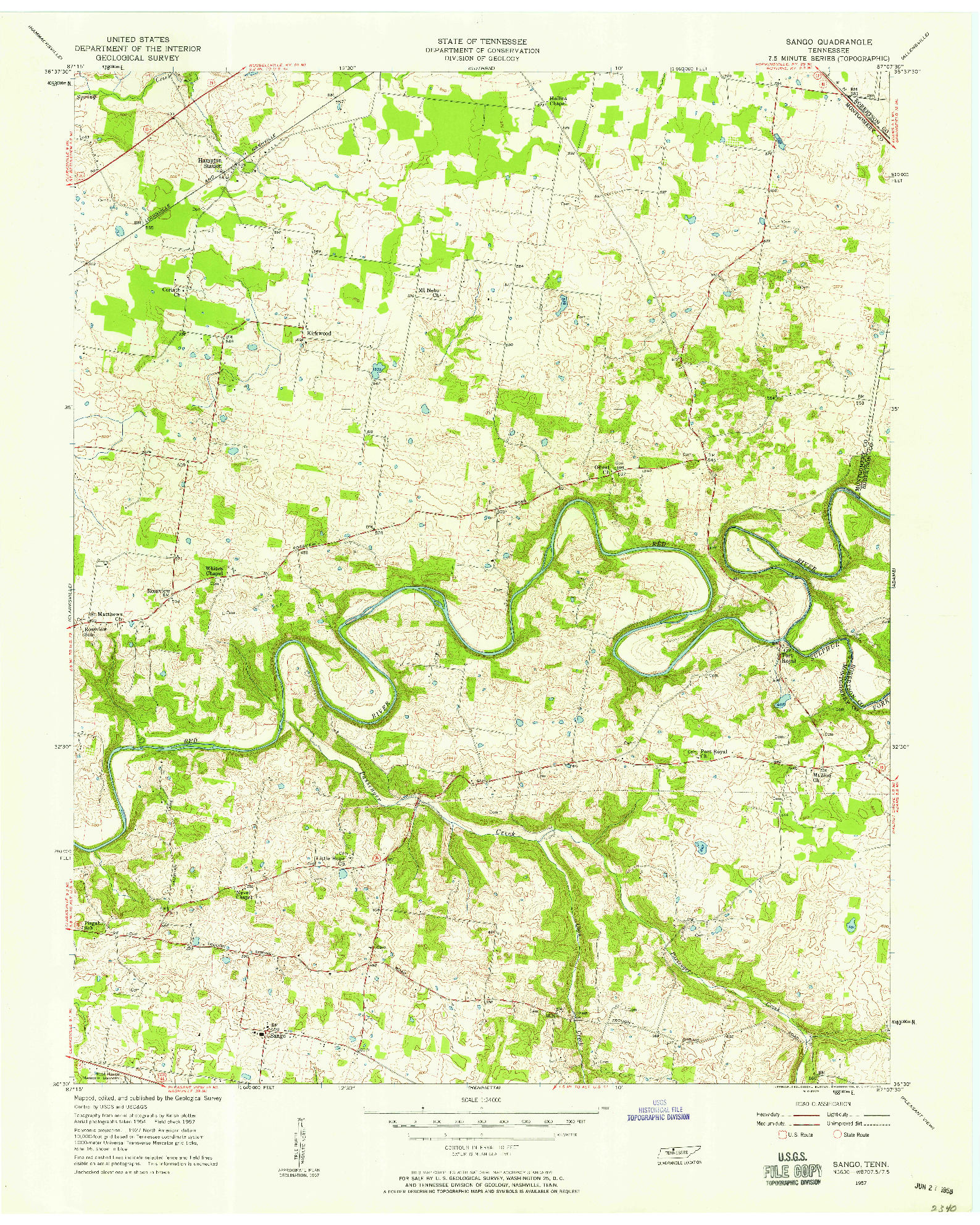 USGS 1:24000-SCALE QUADRANGLE FOR SANGO, TN 1957
