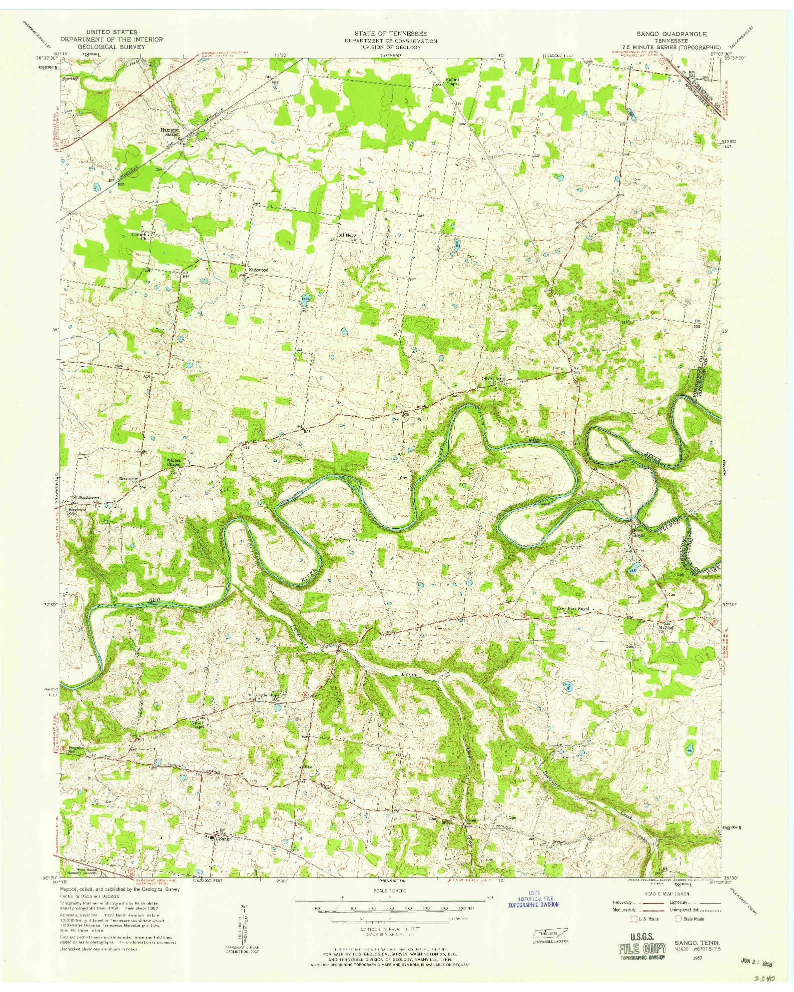 USGS 1:24000-SCALE QUADRANGLE FOR SANGO, TN 1957