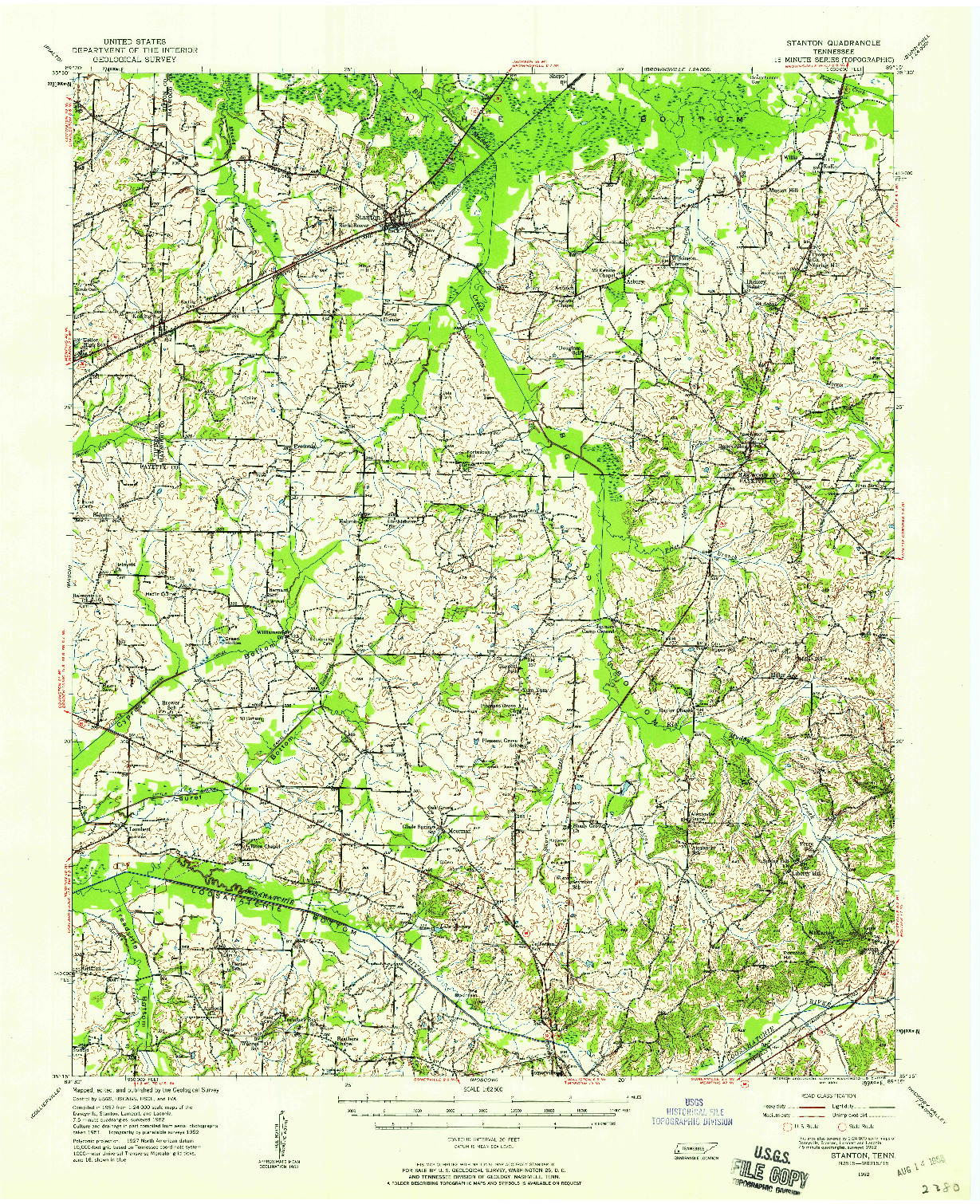 USGS 1:62500-SCALE QUADRANGLE FOR STANTON, TN 1952