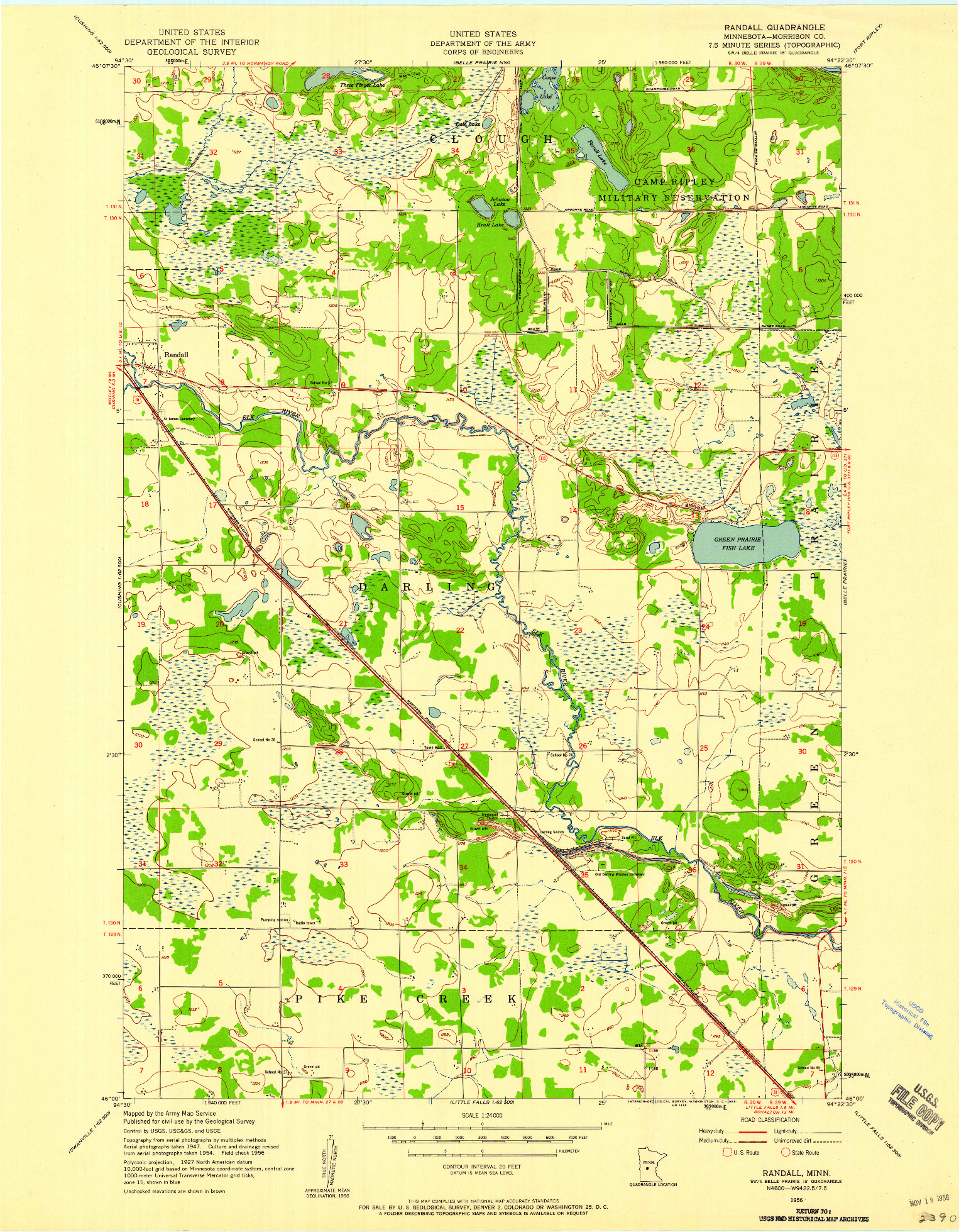 USGS 1:24000-SCALE QUADRANGLE FOR RANDALL, MN 1956