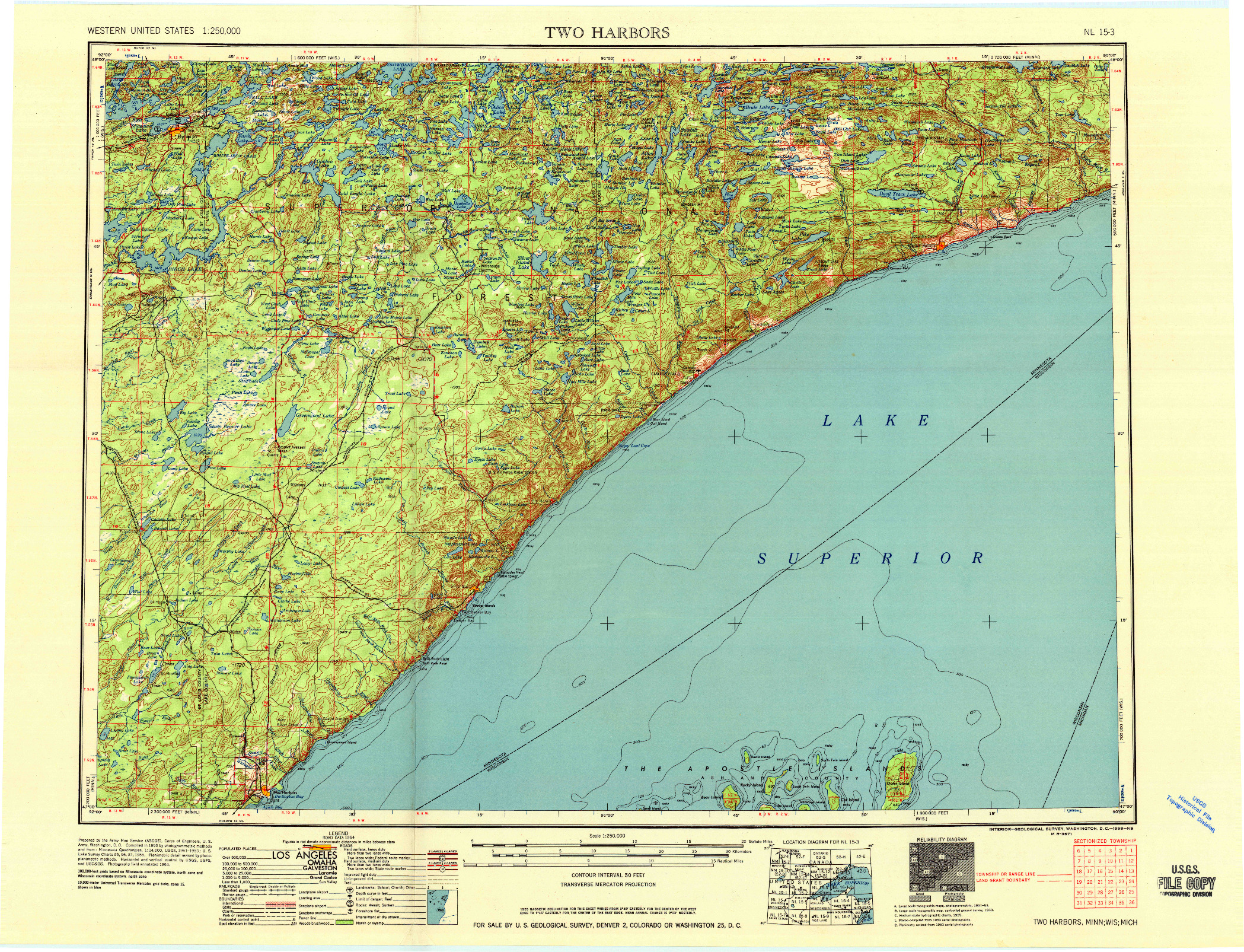 USGS 1:250000-SCALE QUADRANGLE FOR TWO HARBORS, MN 1958