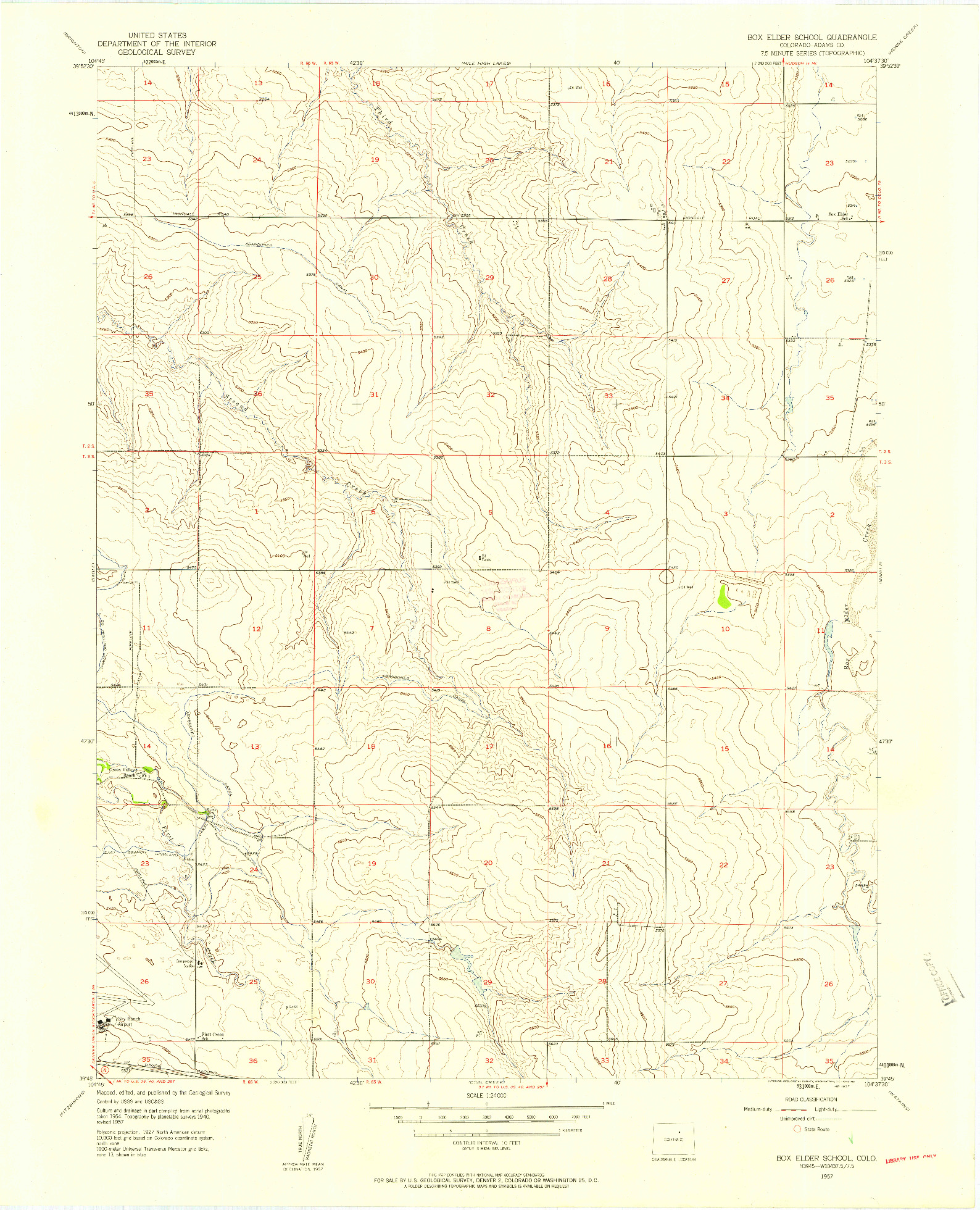 USGS 1:24000-SCALE QUADRANGLE FOR BOX ELDER SCHOOL, CO 1957