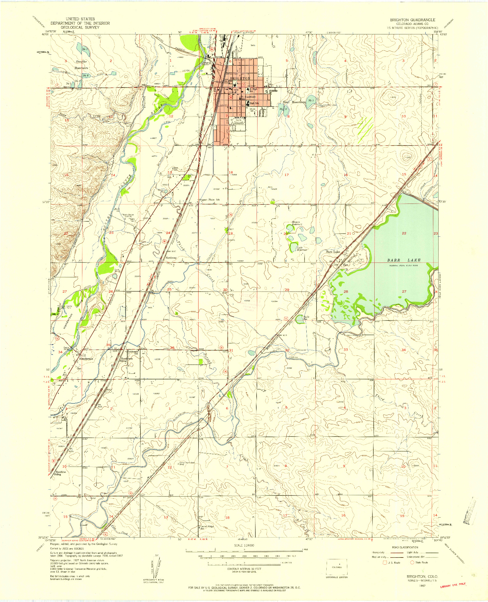 USGS 1:24000-SCALE QUADRANGLE FOR BRIGHTON, CO 1957