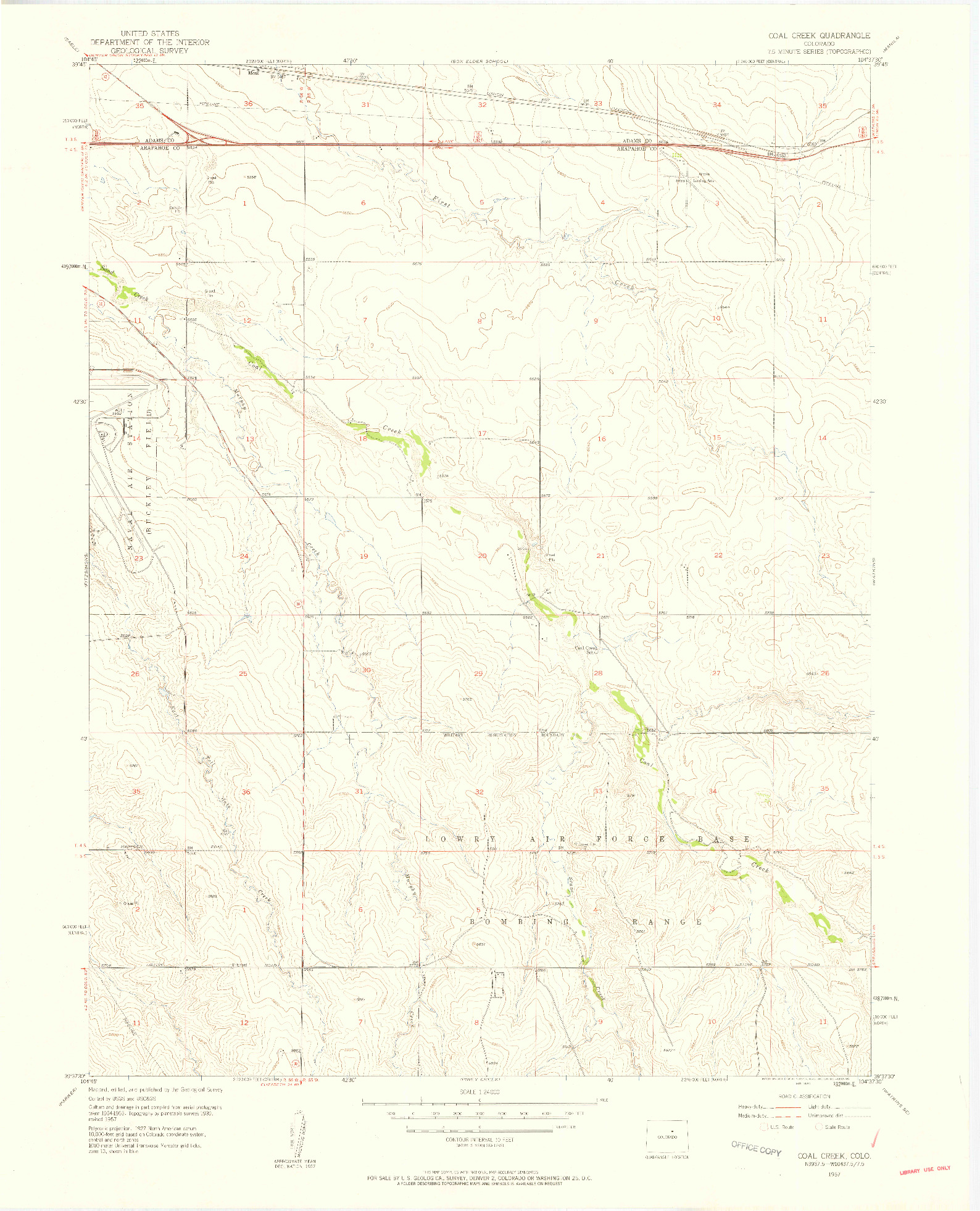 USGS 1:24000-SCALE QUADRANGLE FOR COAL CREEK, CO 1957
