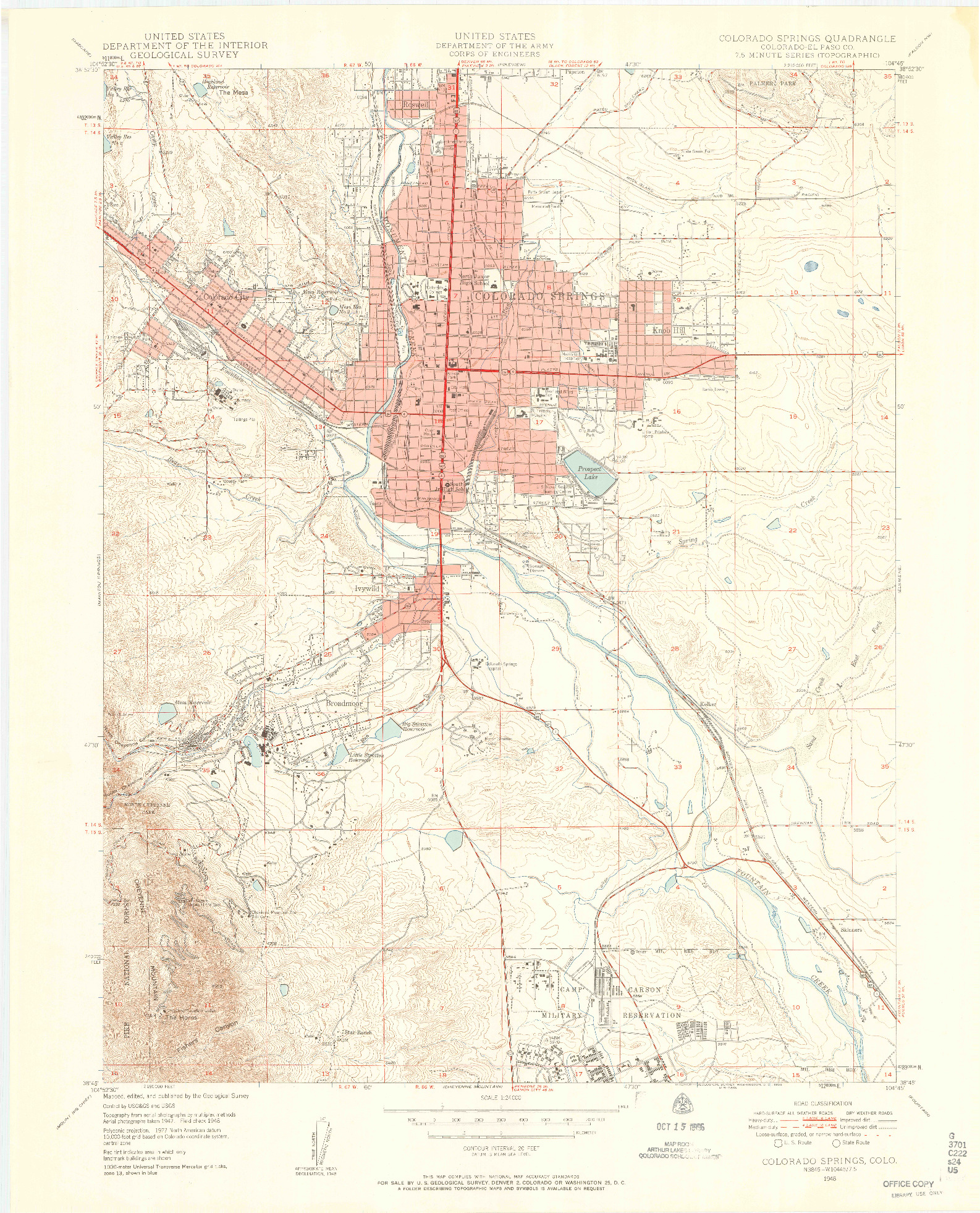 USGS 1:24000-SCALE QUADRANGLE FOR COLORADO SPRINGS, CO 1948