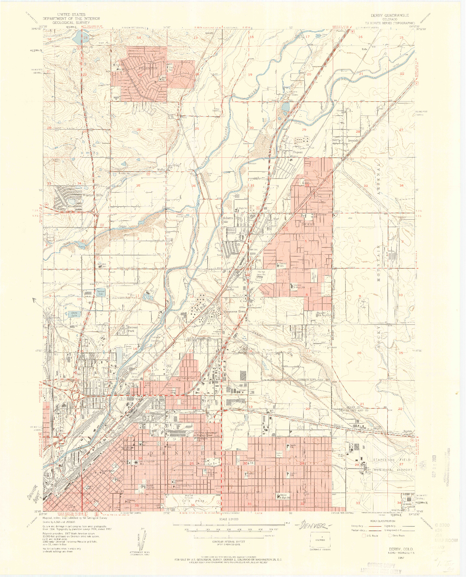 USGS 1:24000-SCALE QUADRANGLE FOR DERBY, CO 1957