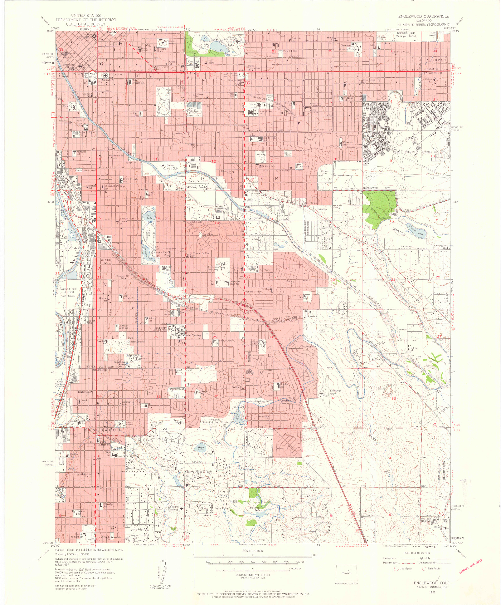 USGS 1:24000-SCALE QUADRANGLE FOR ENGLEWOOD, CO 1957