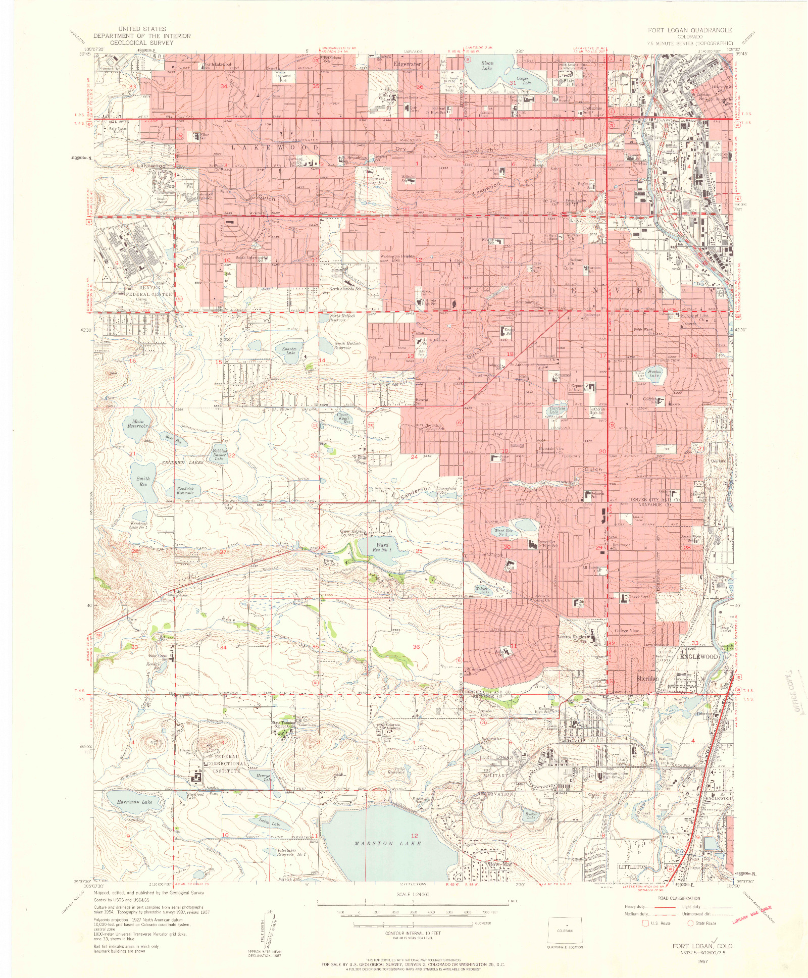 USGS 1:24000-SCALE QUADRANGLE FOR FORT LOGAN, CO 1957
