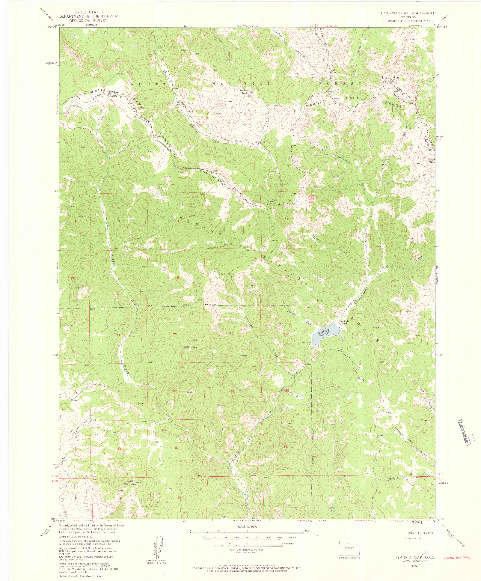 USGS 1:24000-SCALE QUADRANGLE FOR HYANNIS PEAK, CO 1956