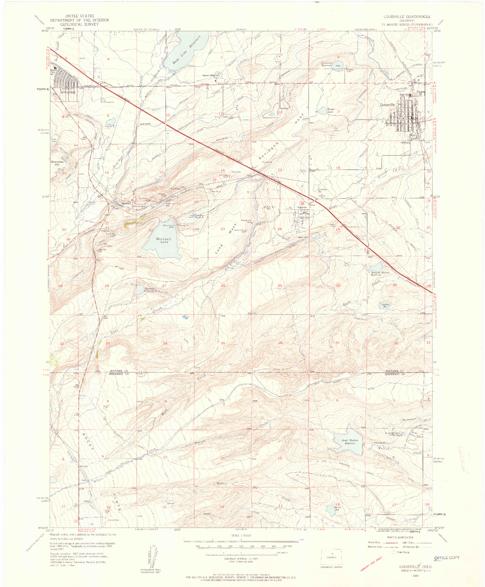 USGS 1:24000-SCALE QUADRANGLE FOR LOUISVILLE, CO 1957