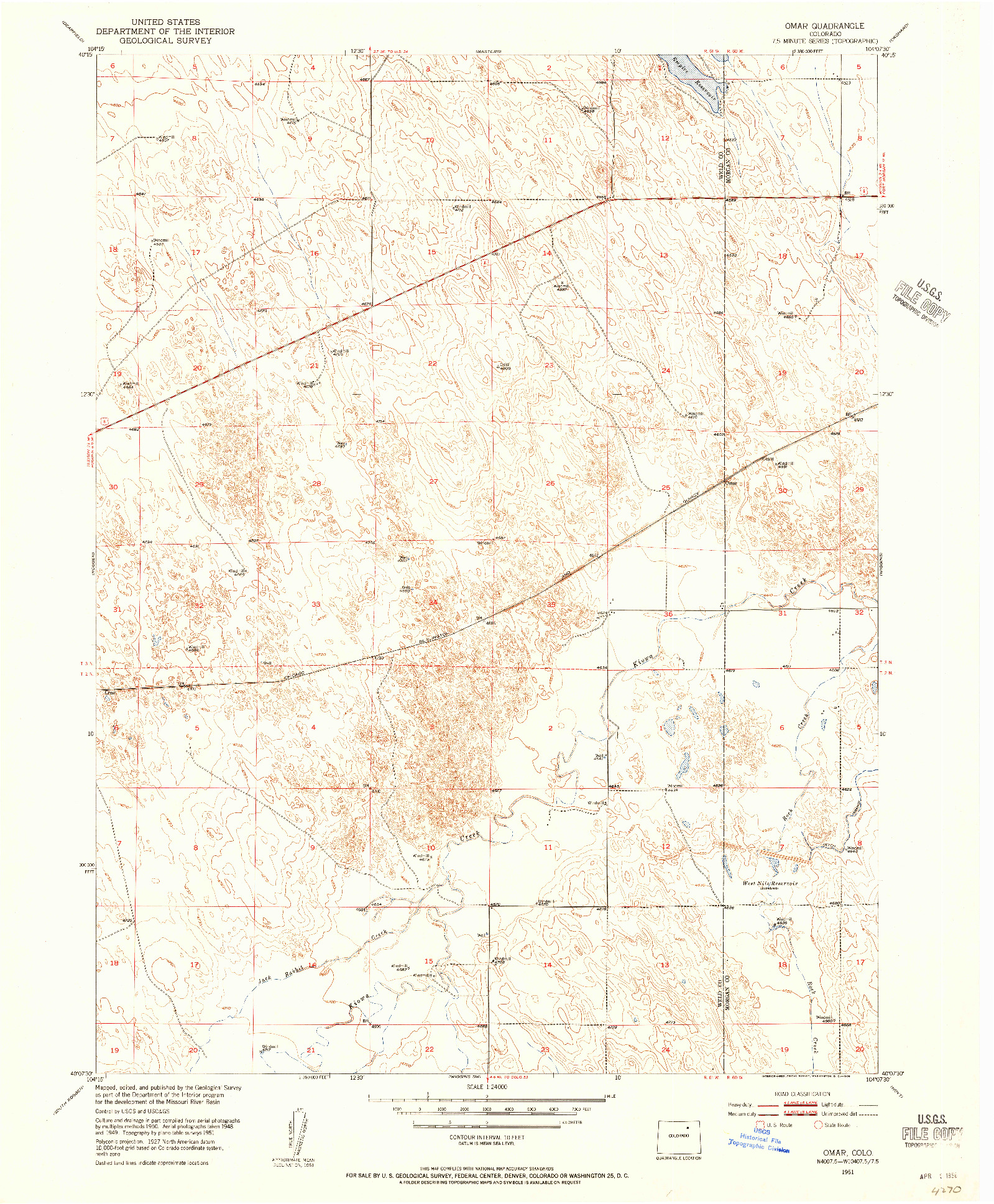USGS 1:24000-SCALE QUADRANGLE FOR OMAR, CO 1951