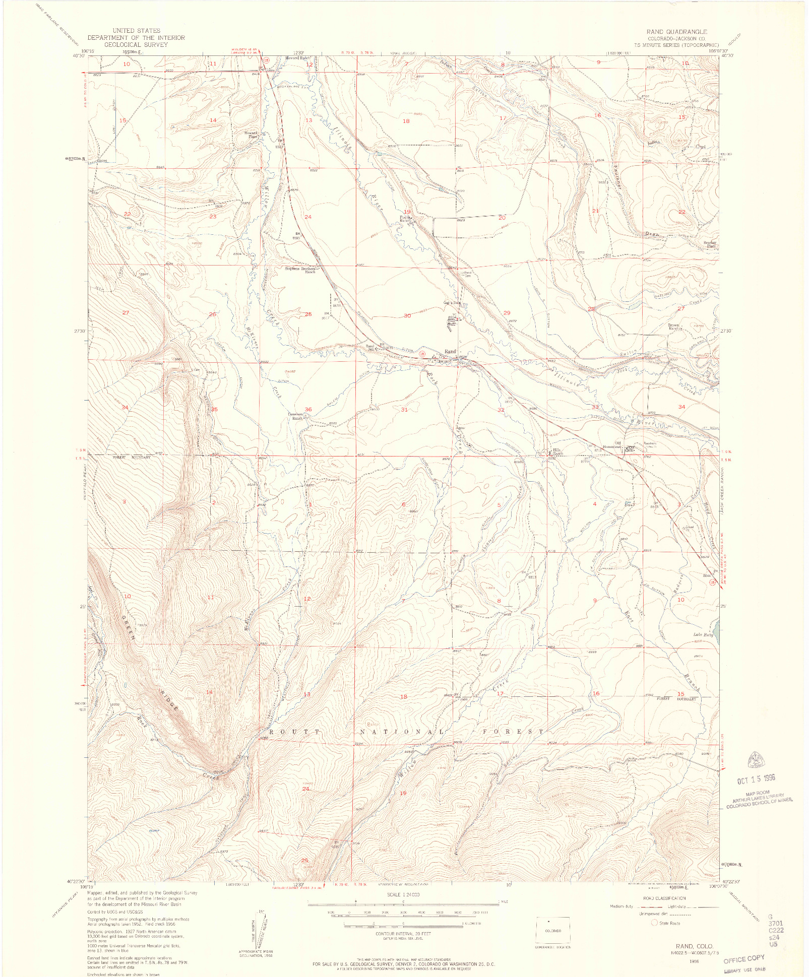 USGS 1:24000-SCALE QUADRANGLE FOR RAND, CO 1956