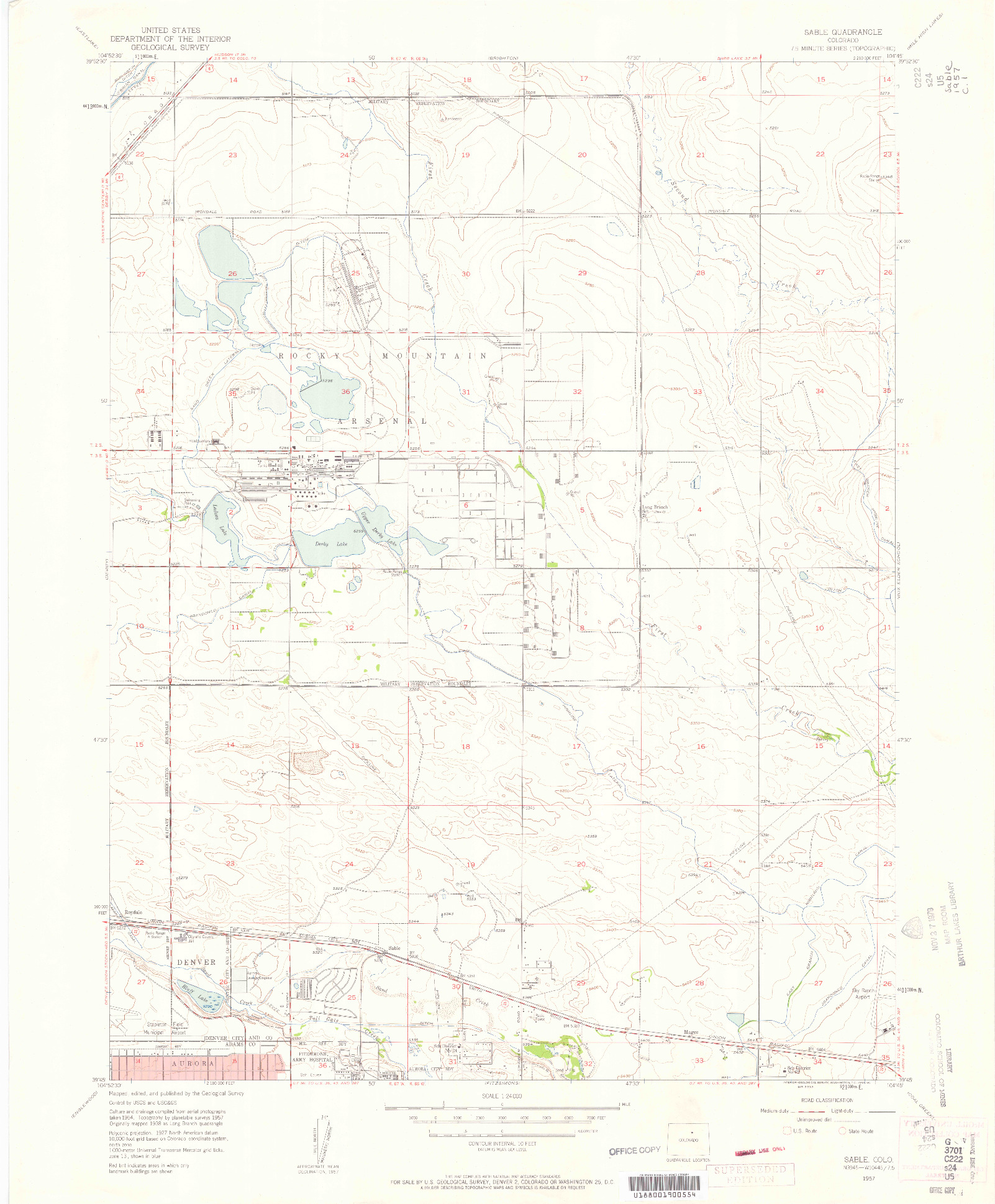 USGS 1:24000-SCALE QUADRANGLE FOR SABLE, CO 1957