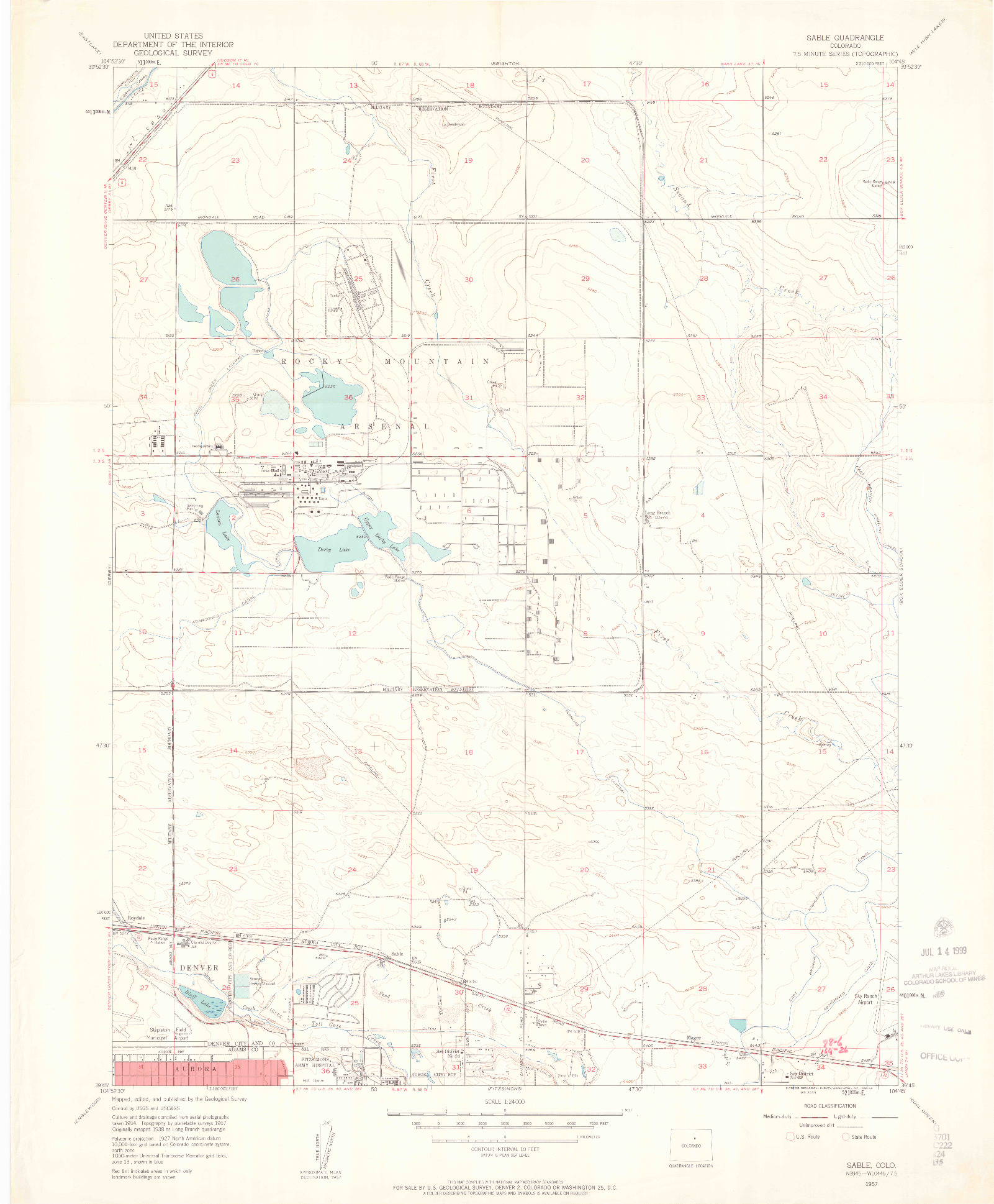 USGS 1:24000-SCALE QUADRANGLE FOR SABLE, CO 1957