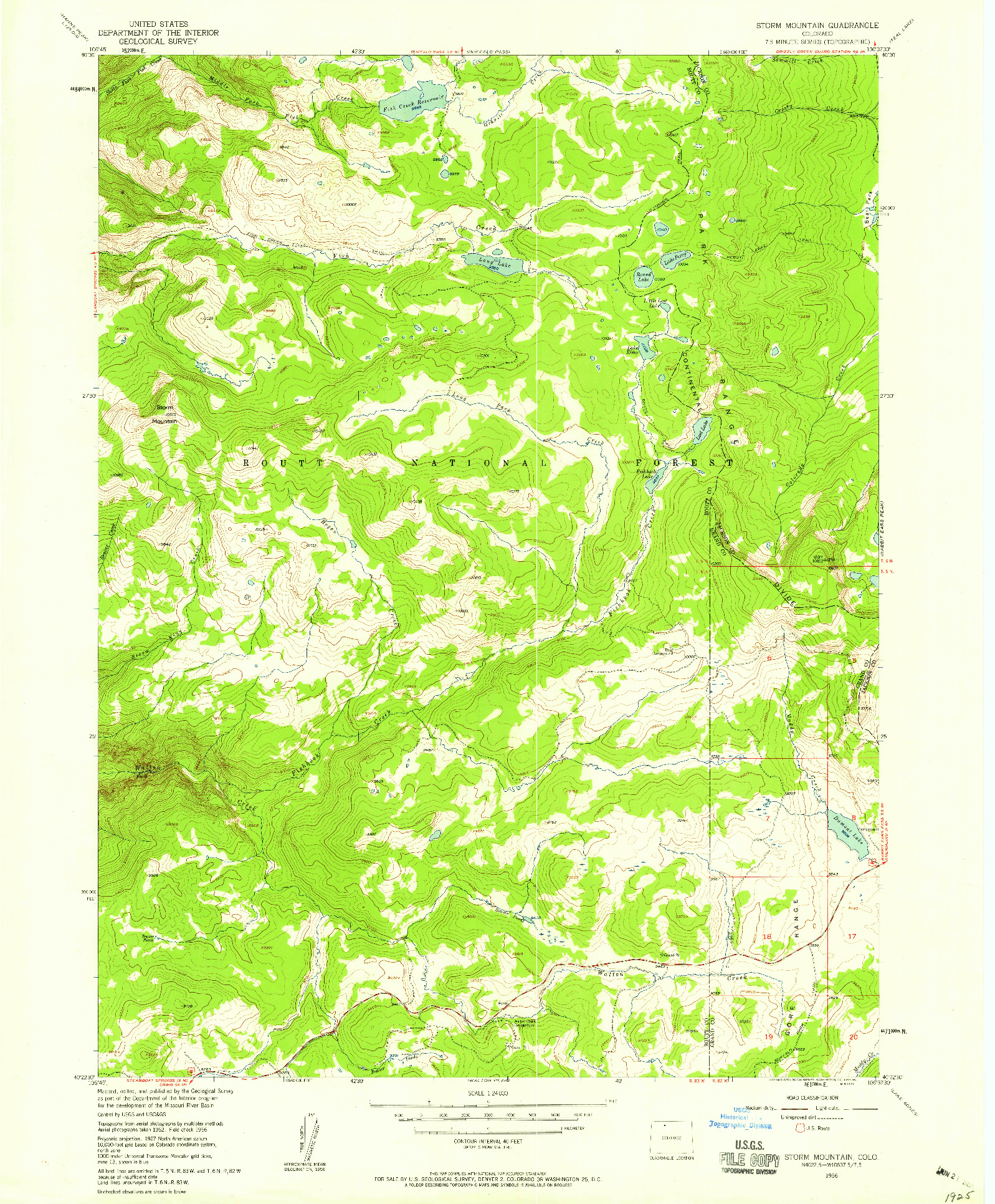 USGS 1:24000-SCALE QUADRANGLE FOR STORM MOUNTAIN, CO 1956
