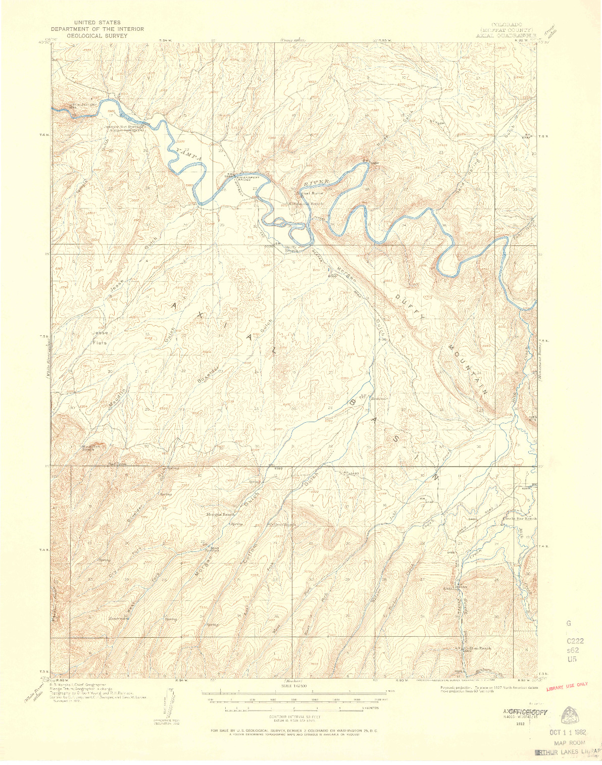 USGS 1:62500-SCALE QUADRANGLE FOR AXIAL, CO 1912