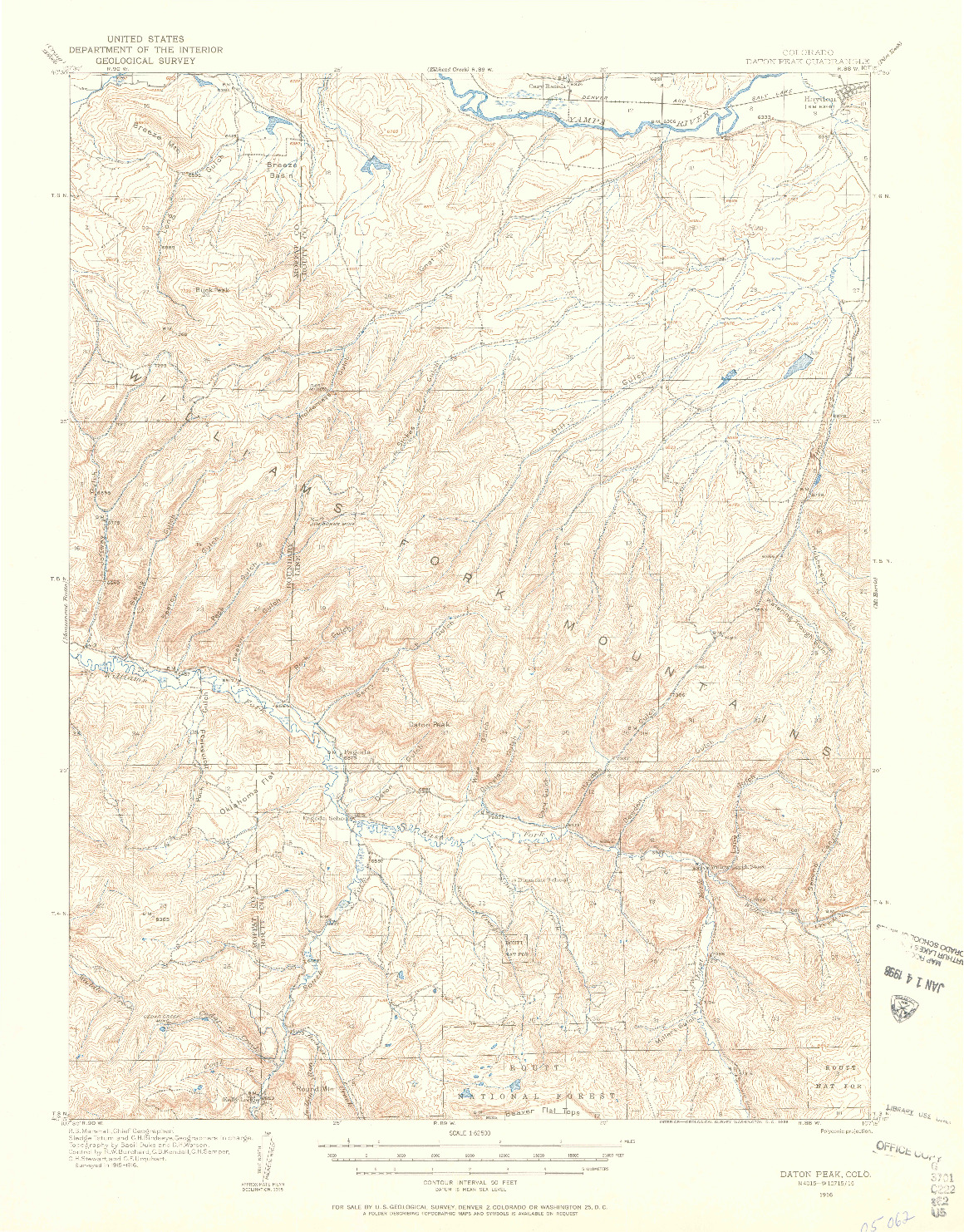 USGS 1:62500-SCALE QUADRANGLE FOR DATON PEAK, CO 1916
