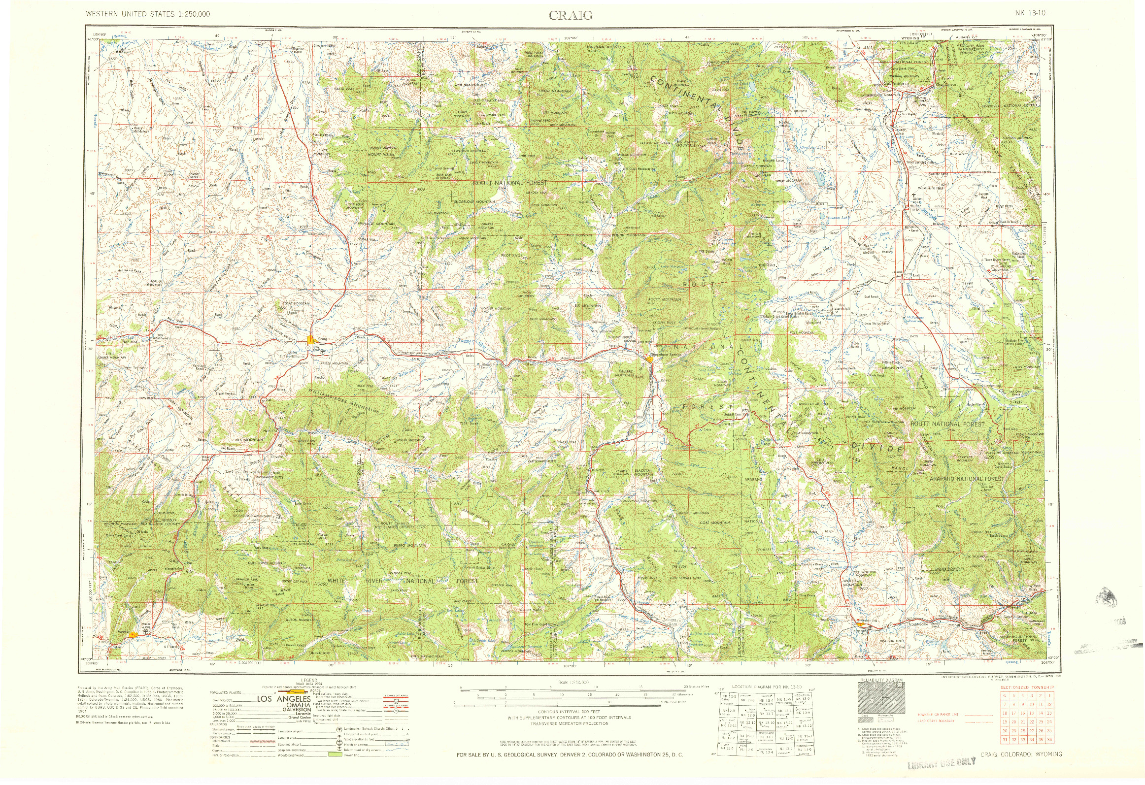 USGS 1:250000-SCALE QUADRANGLE FOR CRAIG, CO 1958