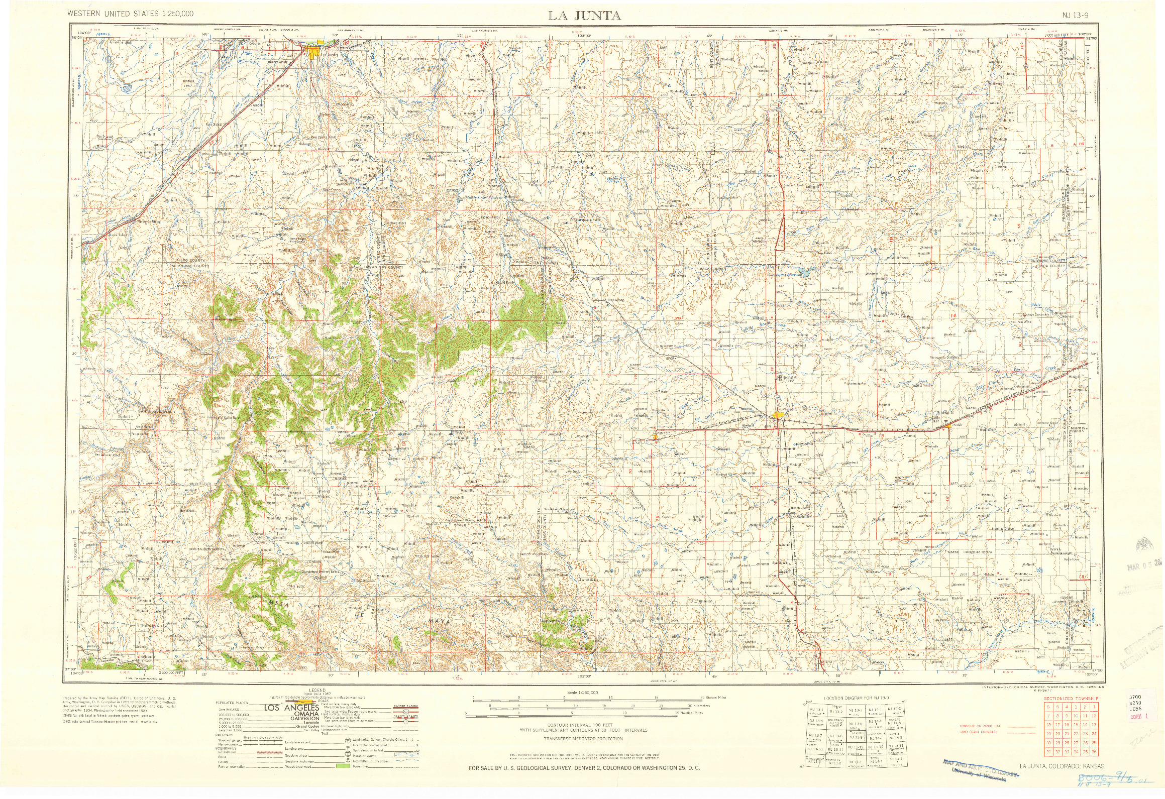 USGS 1:250000-SCALE QUADRANGLE FOR LA JUNTA, CO 1958