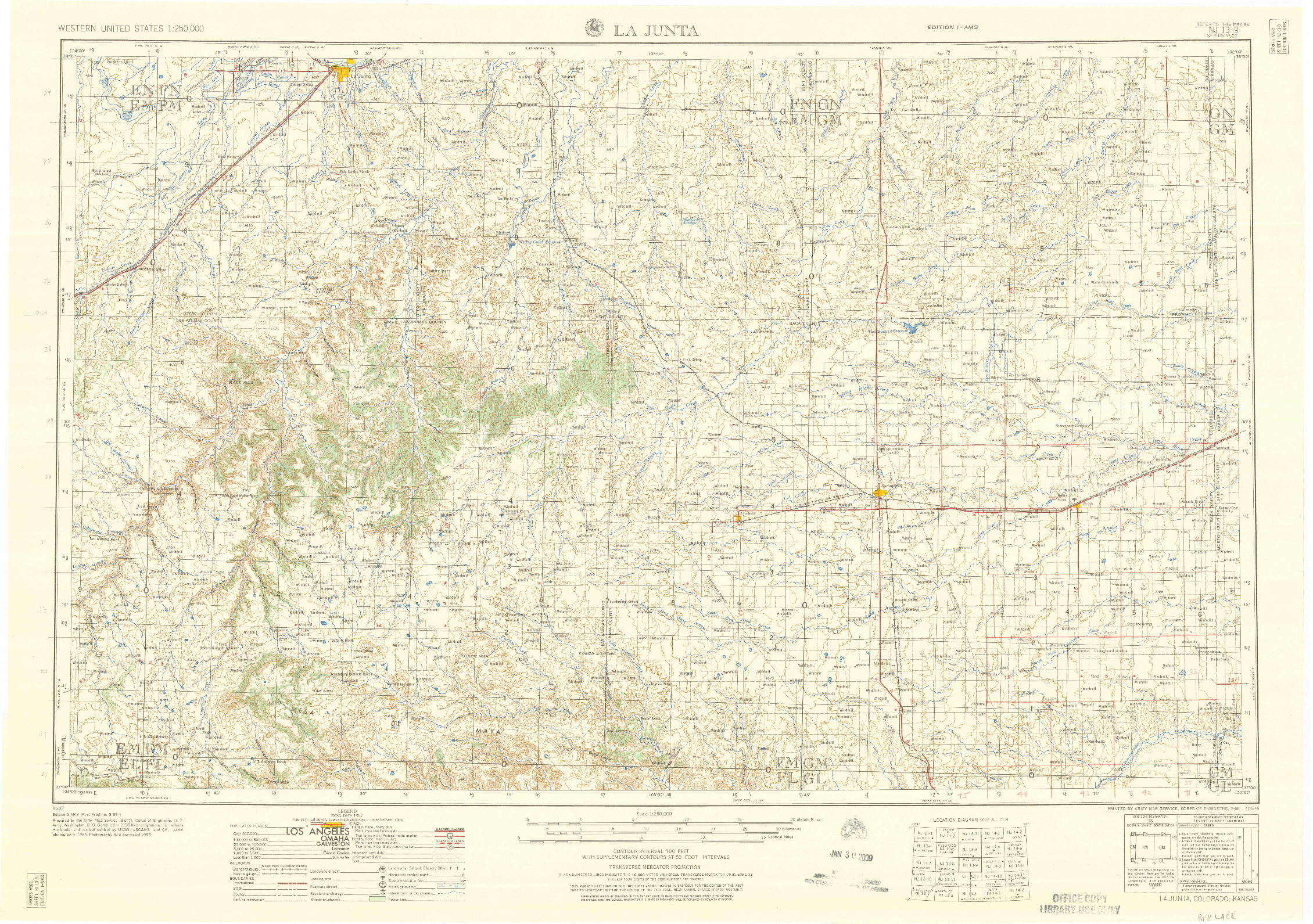 USGS 1:250000-SCALE QUADRANGLE FOR LA JUNTA, CO 1958
