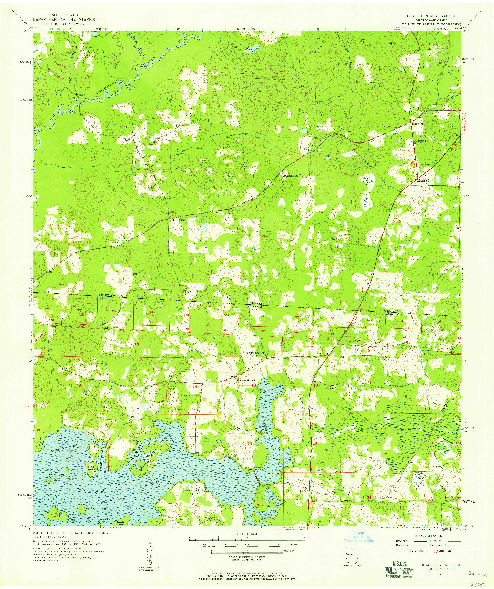 USGS 1:24000-SCALE QUADRANGLE FOR BEACHTON, GA 1957