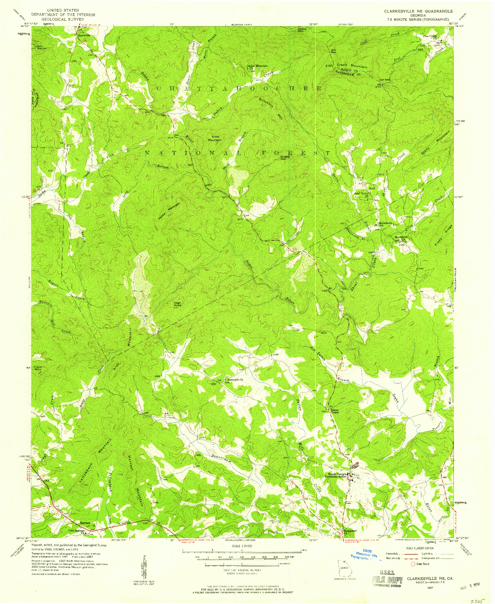 USGS 1:24000-SCALE QUADRANGLE FOR CLARKESVILLE NE, GA 1957