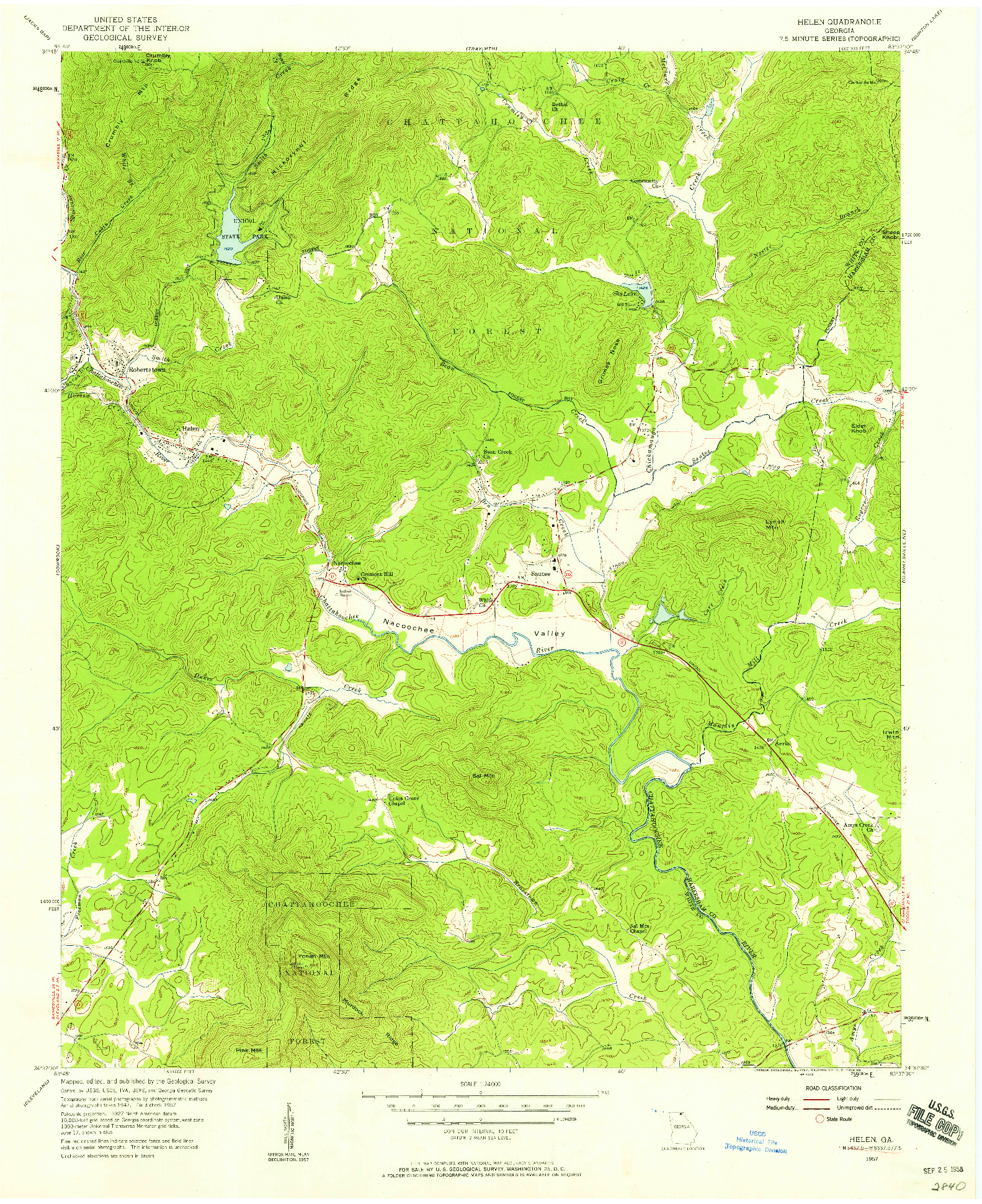 USGS 1:24000-SCALE QUADRANGLE FOR HELEN, GA 1957