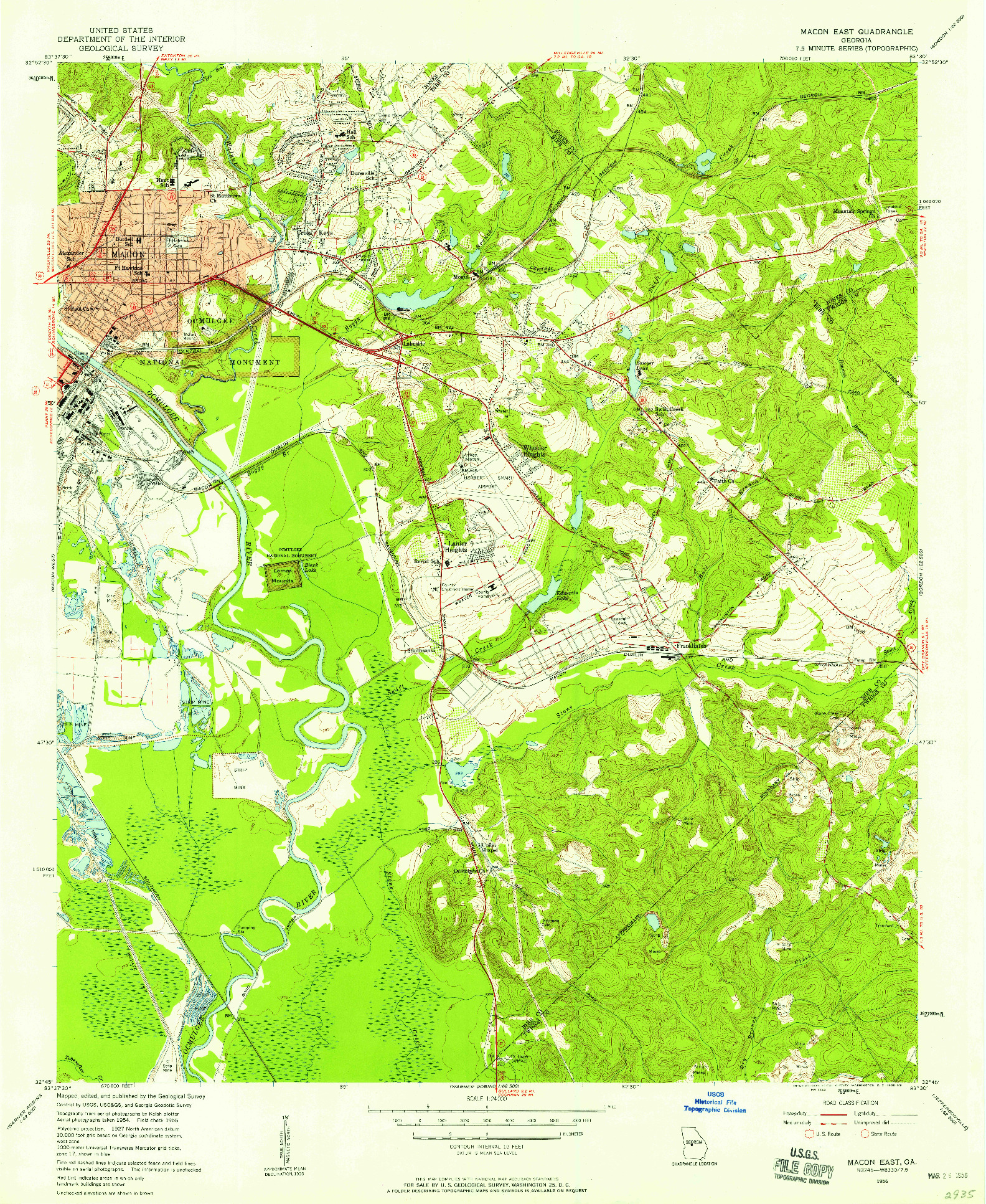 USGS 1:24000-SCALE QUADRANGLE FOR MACON EAST, GA 1956