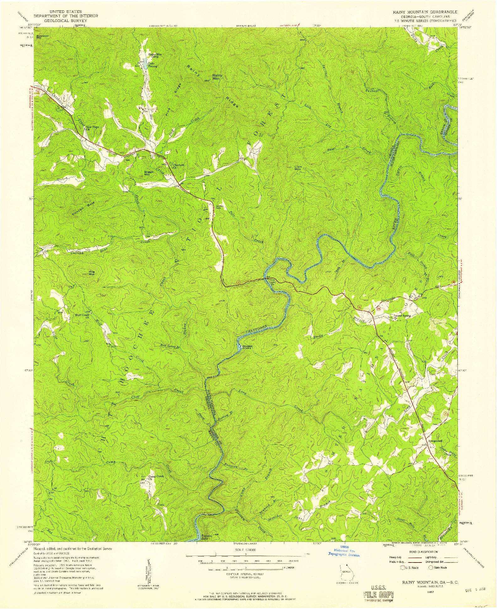 USGS 1:24000-SCALE QUADRANGLE FOR RAINY MOUNTAIN, GA 1957