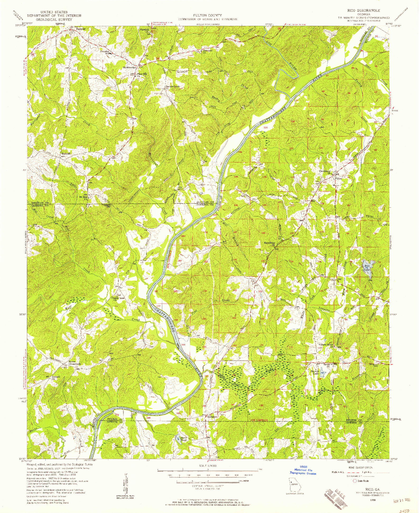 USGS 1:24000-SCALE QUADRANGLE FOR RICO, GA 1958