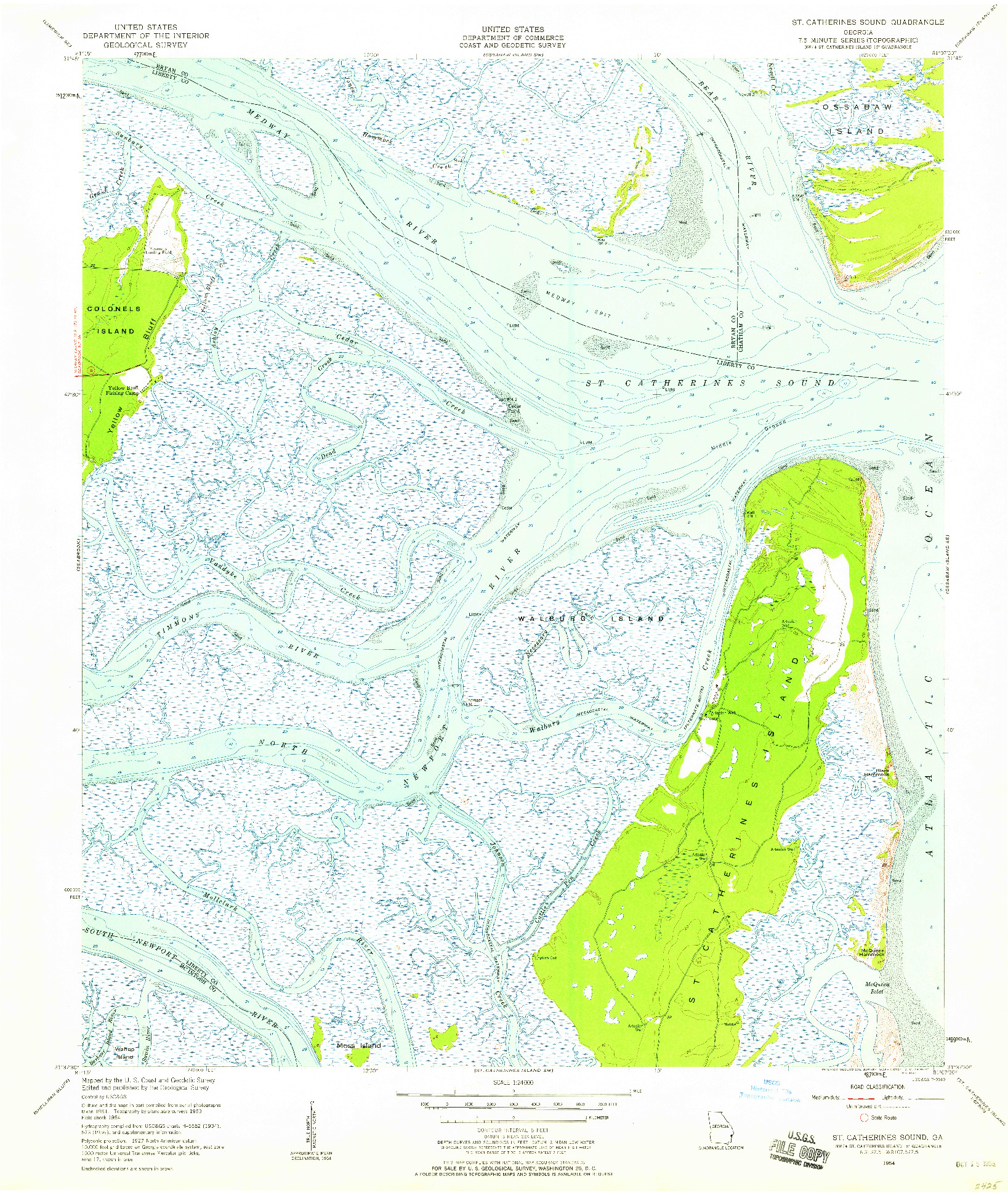 USGS 1:24000-SCALE QUADRANGLE FOR ST CATHERINES SOUND, GA 1954