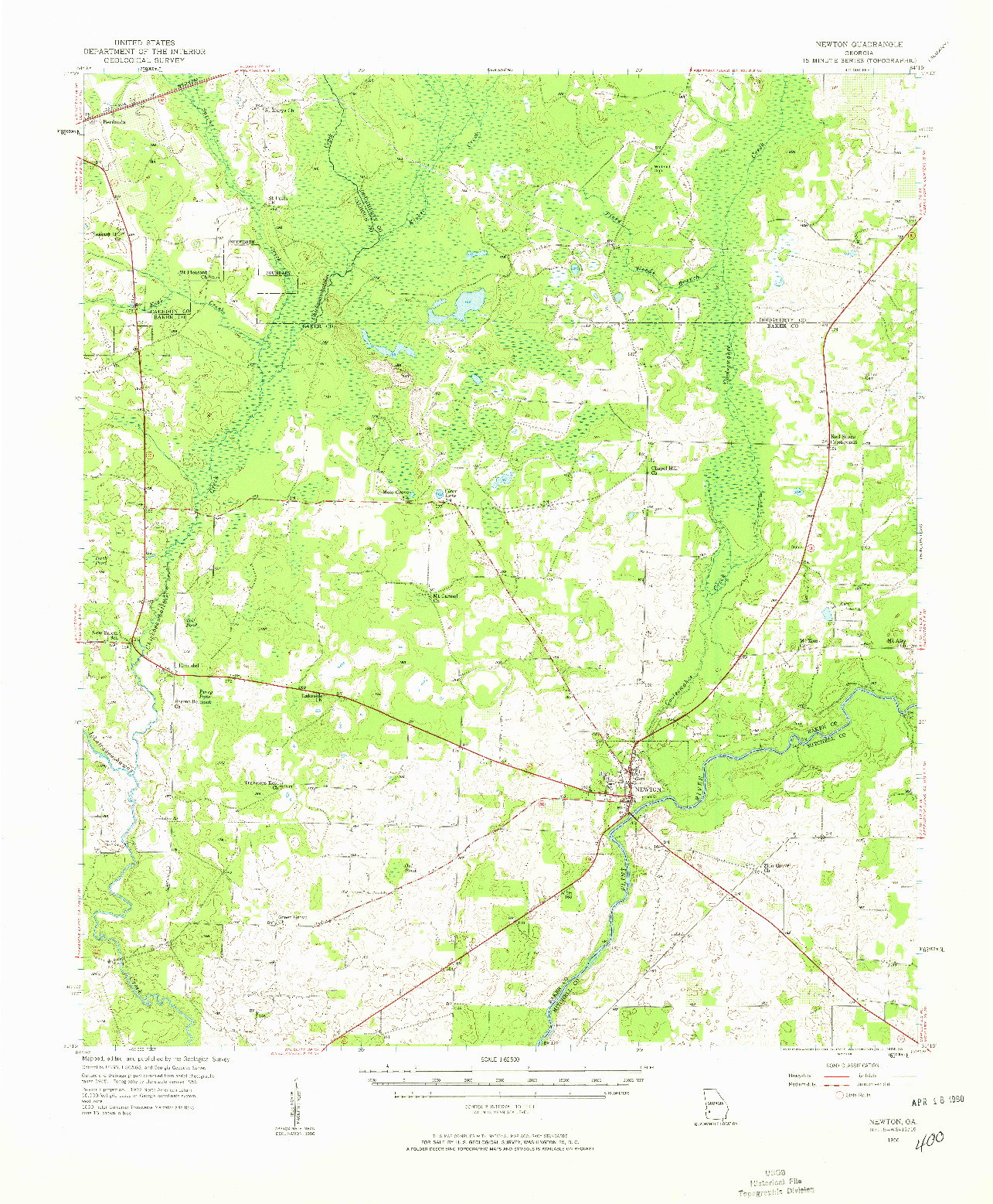 USGS 1:62500-SCALE QUADRANGLE FOR NEWTON, GA 1956