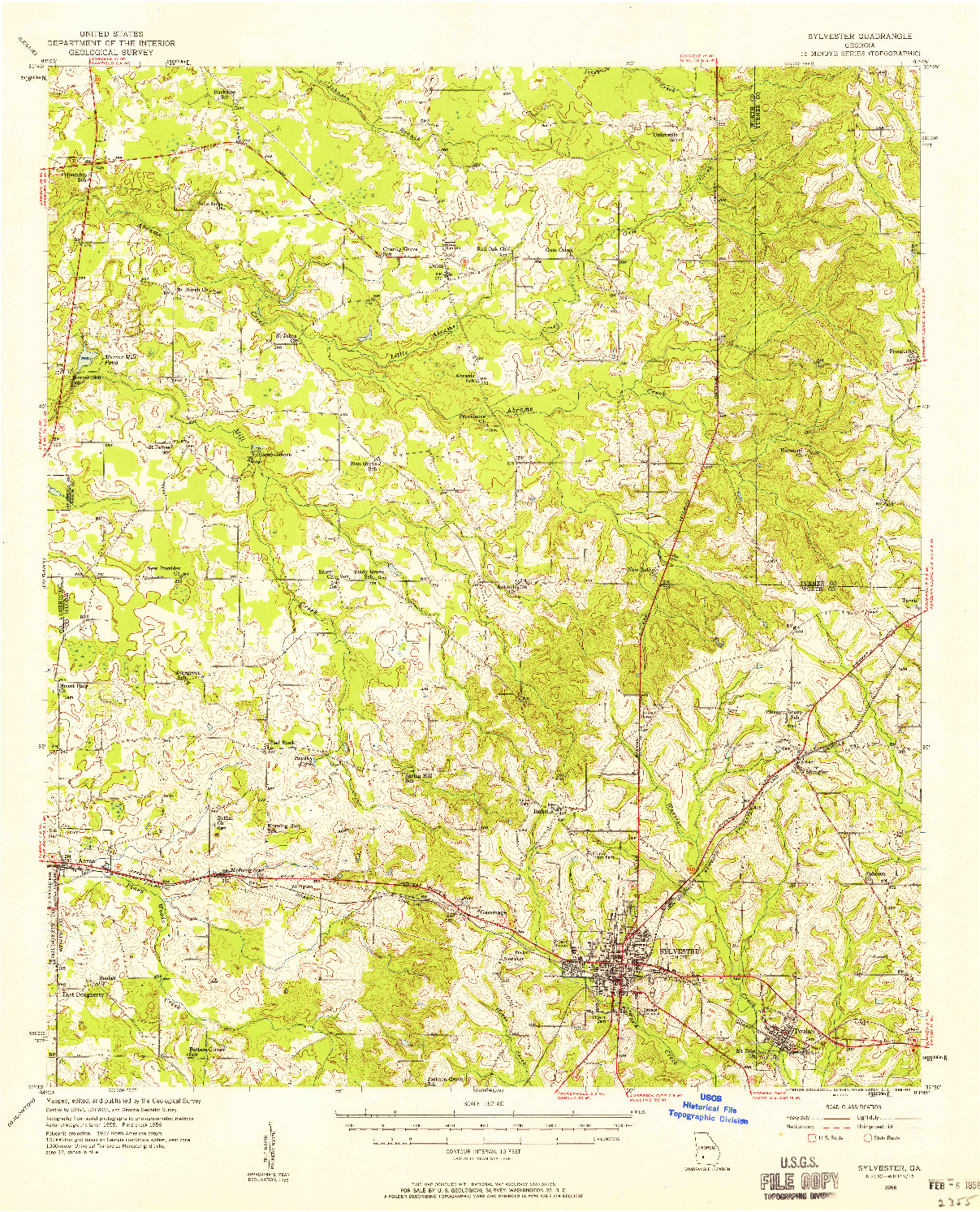 USGS 1:62500-SCALE QUADRANGLE FOR SYLVESTER, GA 1956