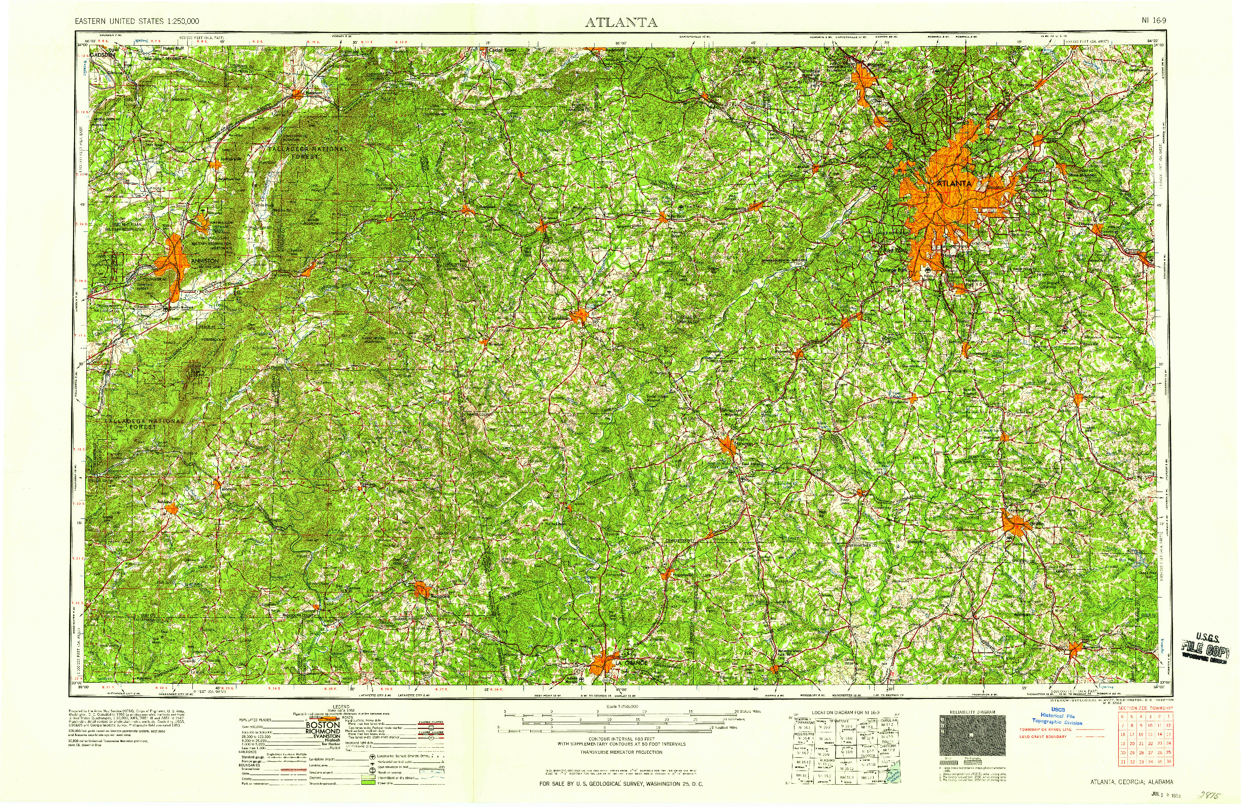 USGS 1:250000-SCALE QUADRANGLE FOR ATLANTA, GA 1958