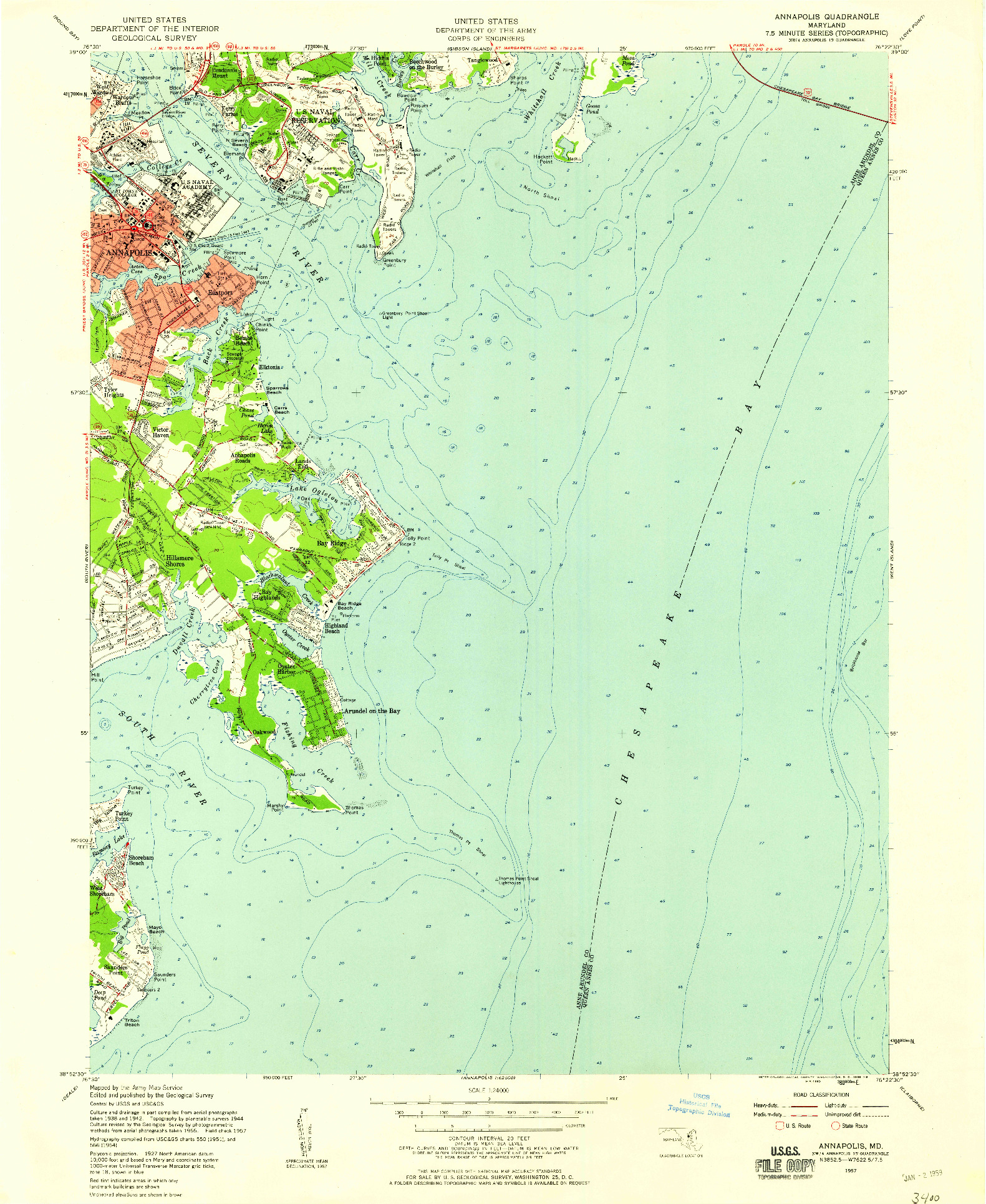 USGS 1:24000-SCALE QUADRANGLE FOR ANNAPOLIS, MD 1957