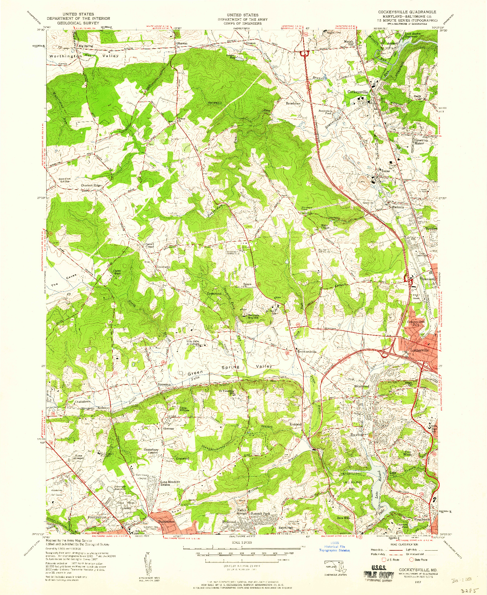 USGS 1:24000-SCALE QUADRANGLE FOR COCKEYSVILLE, MD 1957