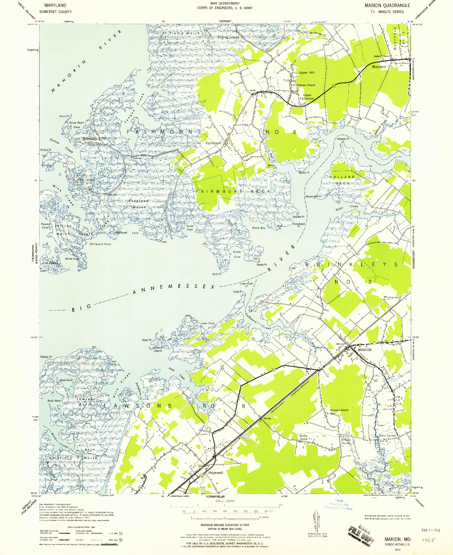 USGS 1:24000-SCALE QUADRANGLE FOR MARION, MD 1942