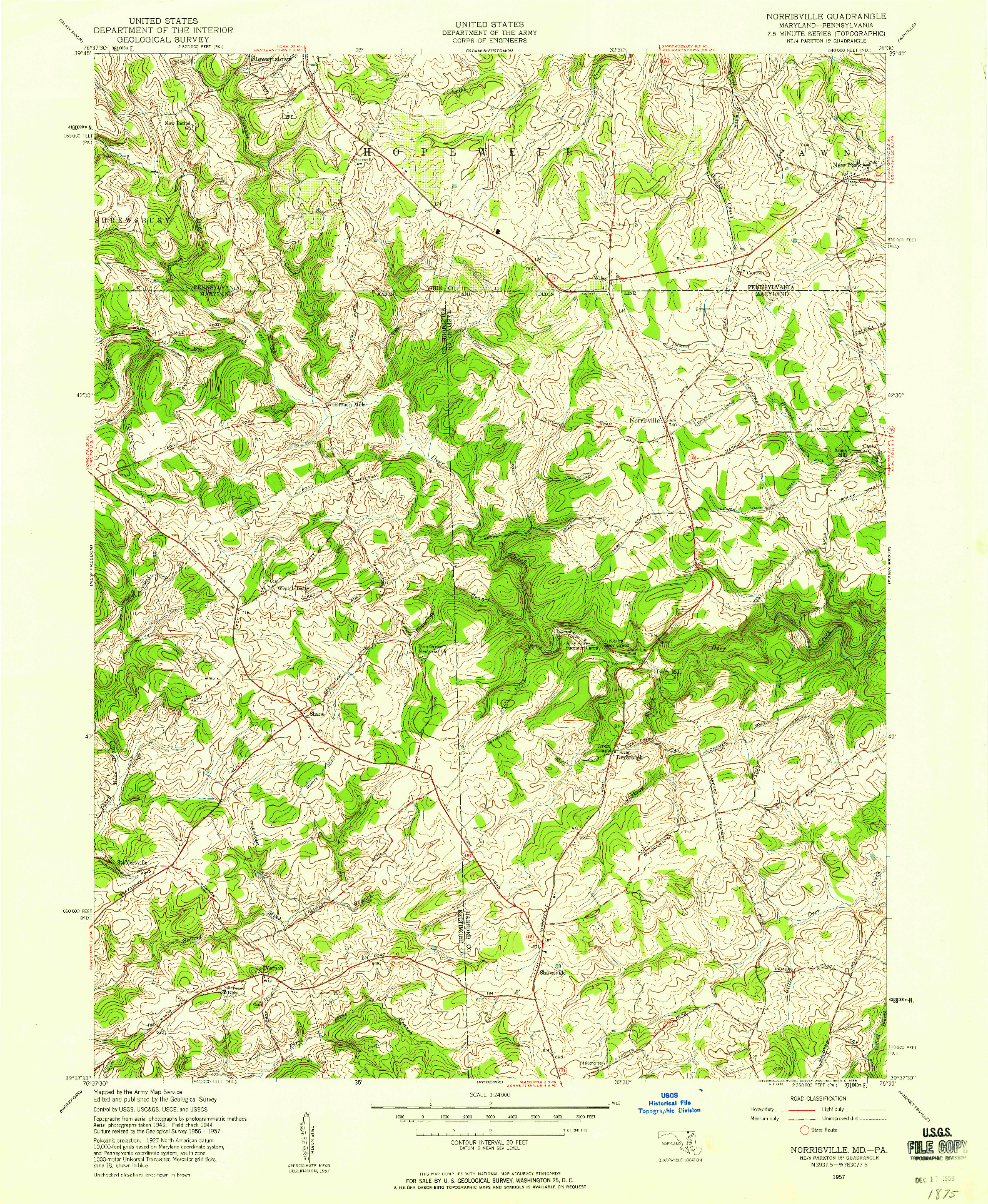 USGS 1:24000-SCALE QUADRANGLE FOR NORRISVILLE, MD 1957