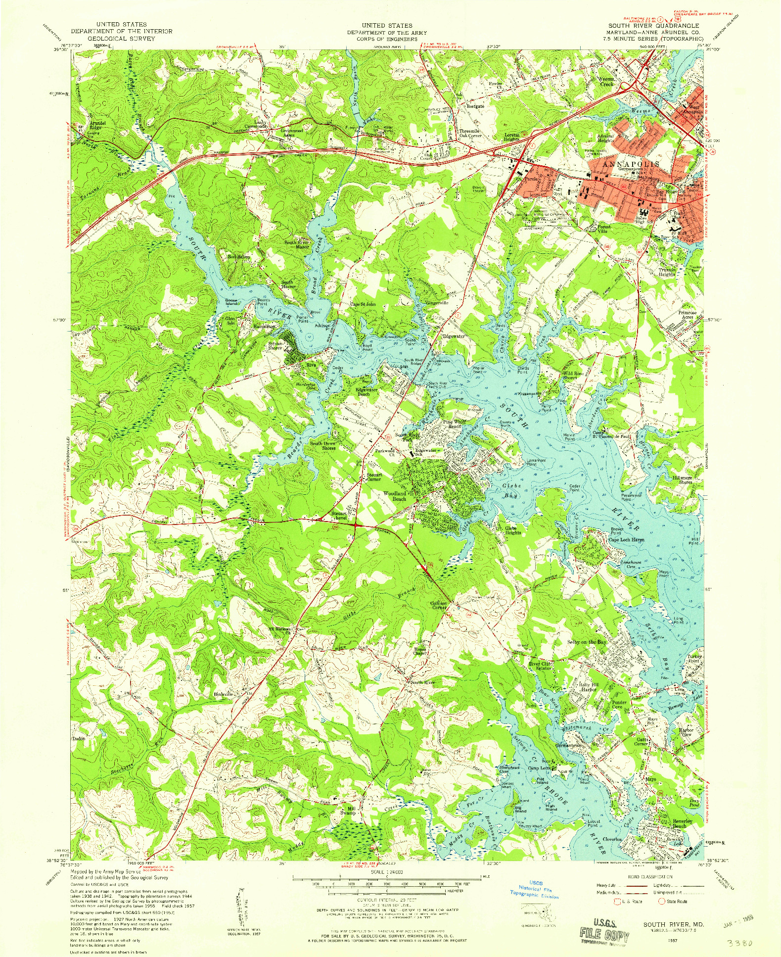 USGS 1:24000-SCALE QUADRANGLE FOR SOUTH RIVER, MD 1957