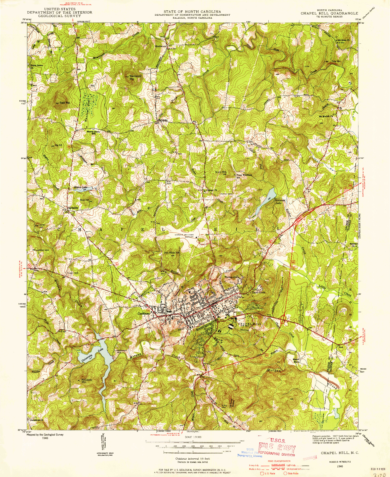 USGS 1:24000-SCALE QUADRANGLE FOR CHAPEL HILL, NC 1946